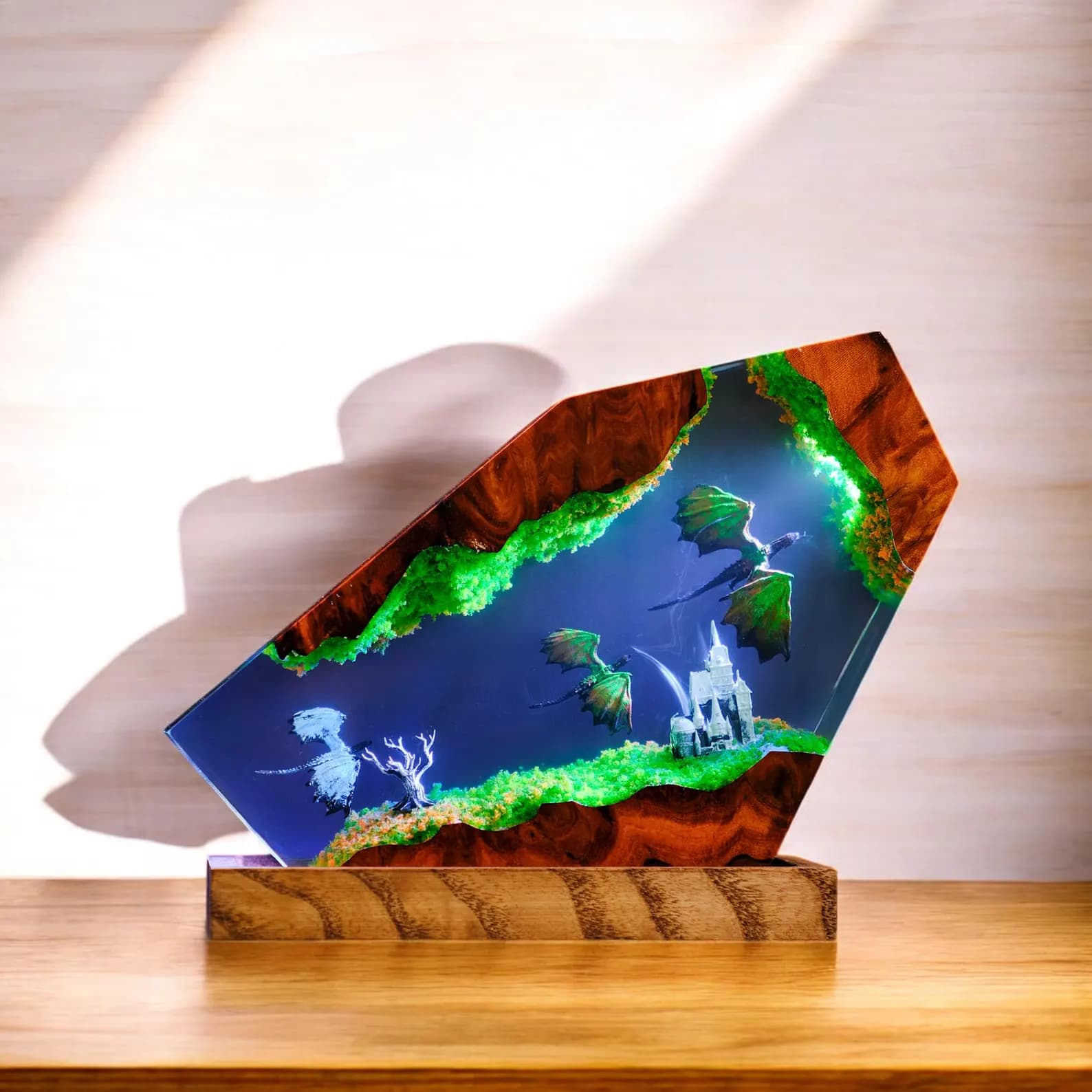 Custom Lamp Dragon resin epoxy, night light wood, dragon lover gift, personalized handmade gift, bedside lamp, gift for him Christmas Gift 8