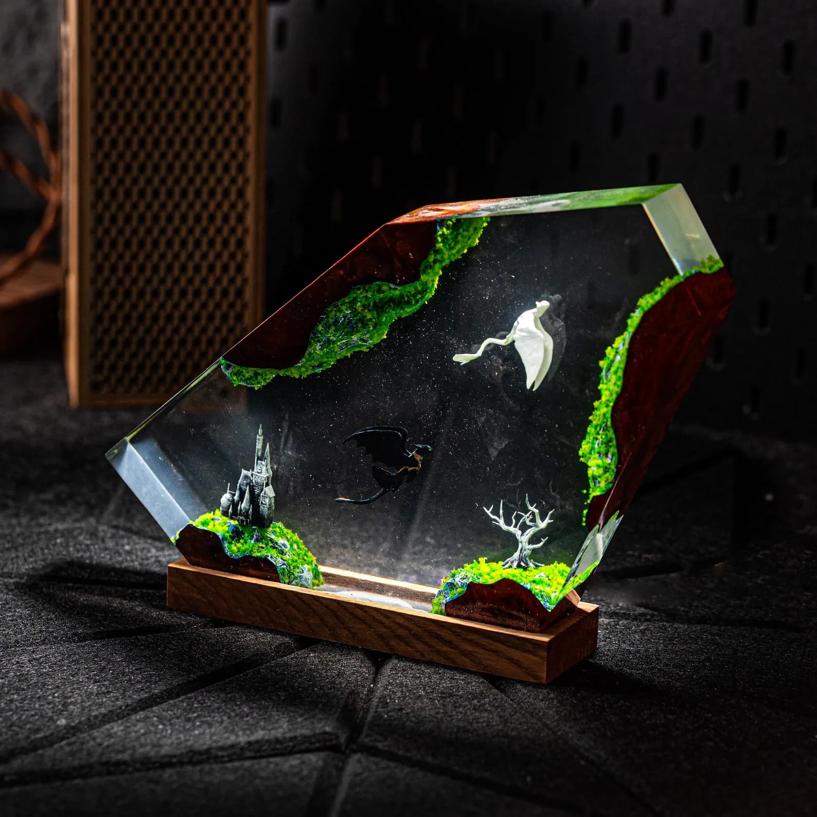 Night Sky Dragons Resin Lamp, Toothless and Light fury night light, Handmade Flying Duo Light, Christmas gift 4