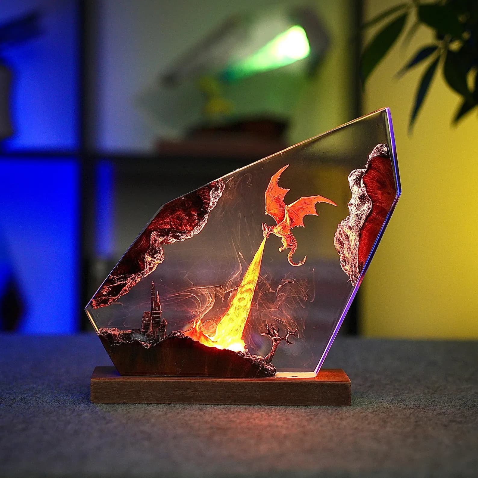 Fire Dragon Resin Lamp, Dragon Legend, Dragon figures, Dragon lamp for halloween gift, unique night lamp, gifts for boyfriend, Birthday gift 5