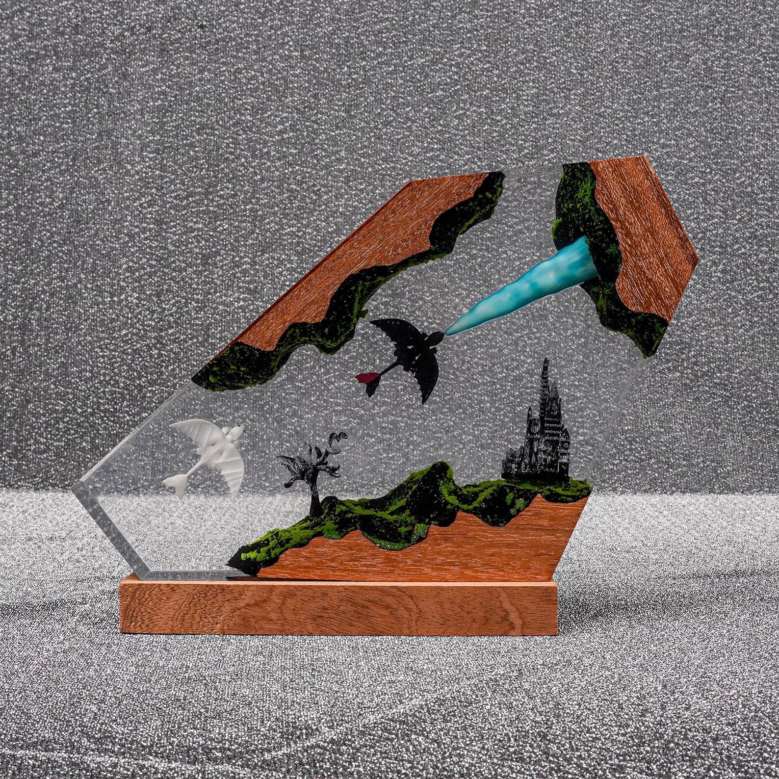 Mother's day Gift Night Light – Handmade Resin Diorama Starbound Dragon Pair Resin Lamp – Fantasy Light Art Fantasy Creature Gift Light 8