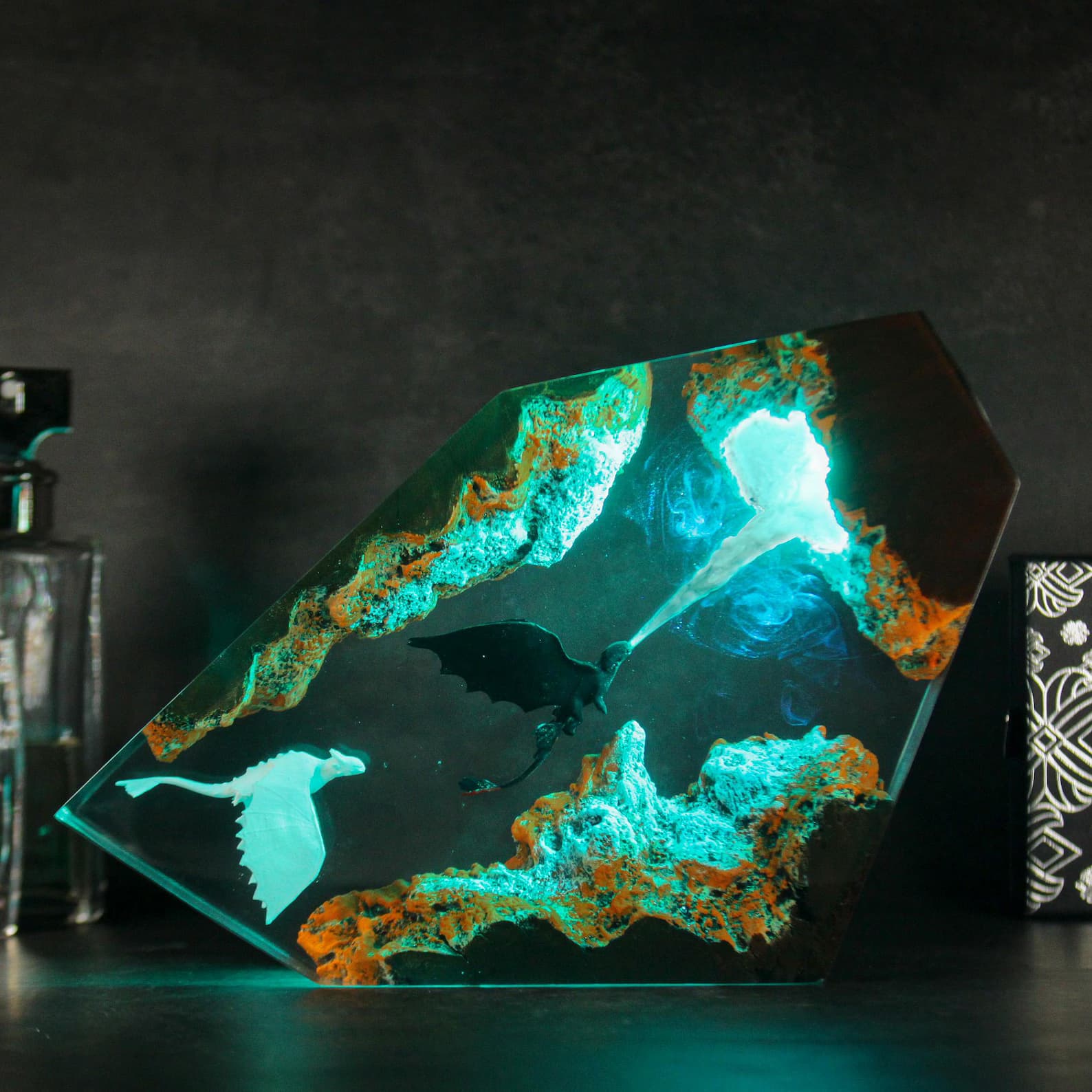 Dragon Resin Lamp, Toothless Dragon Handmade Decor Epoxy Resin Lamp, Unique Handmade Dragon Gift for Room Decor, Resin Night light gift 4