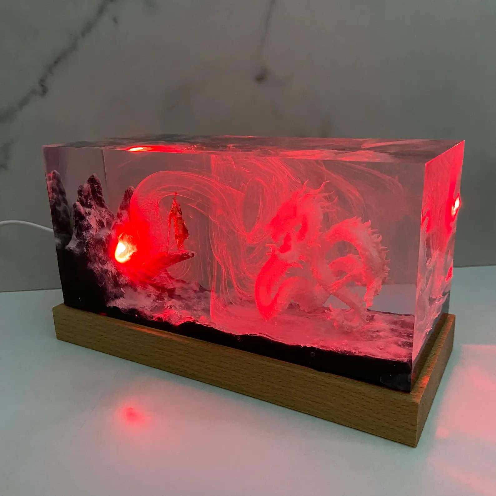 Unique Miniature Landscape Dragon Lamp, Gift For Game Lovers, Custom Wukong Home Decorations, Personalized Resin Lamp, Christmas Gift 7
