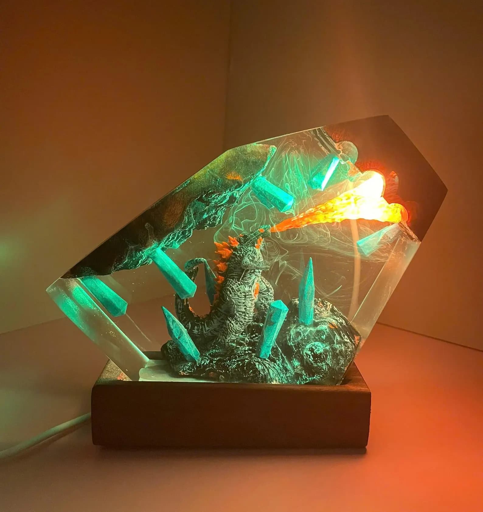 Handmade Dragon Resin Lamp: Fantasy LED Night Light 10