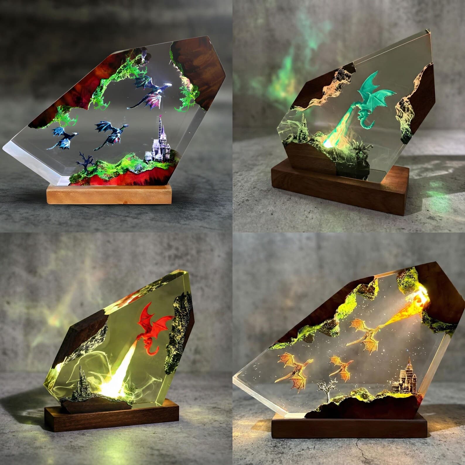 Handmade 3D Resin Dragon Lamp, RGB LED Table Light, Fantasy Home Decor 5
