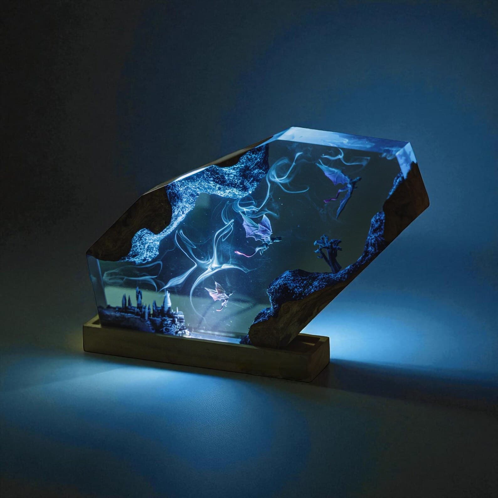 Dragon Resin Lamp with Fantasy Castle β Handmade Epoxy Night Light, Mystical Dragon Decor, Unique Resin Art Lamp, Fantasy Home Lighting Gift 6