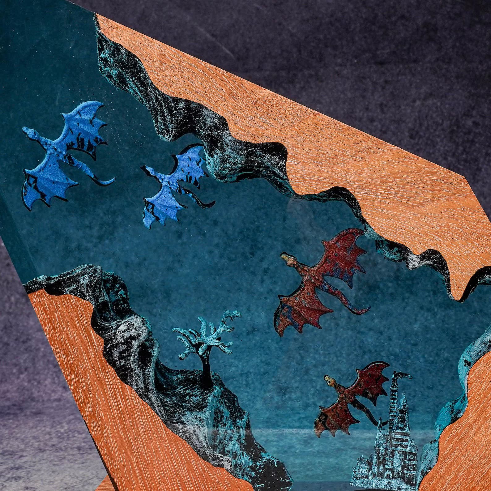 Handmade Dragon Lamp - Enchanted Castle in Resin and Wood - Room Decoration AlfonsoArtesania 11