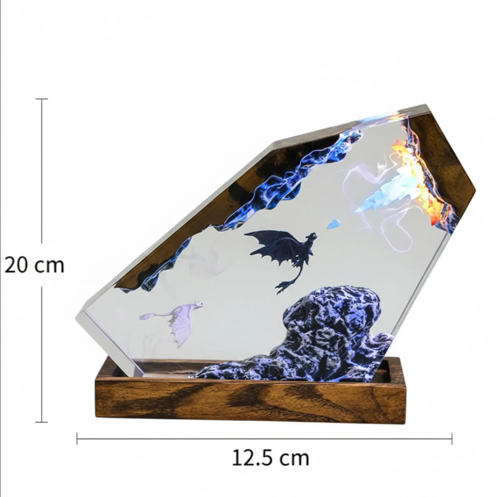 Handmade Dragon Resin Night Lamp, Fantasy LED Table Light, Wooden Base Magical Dragon Decor Gift for Bedroom Living Room 4