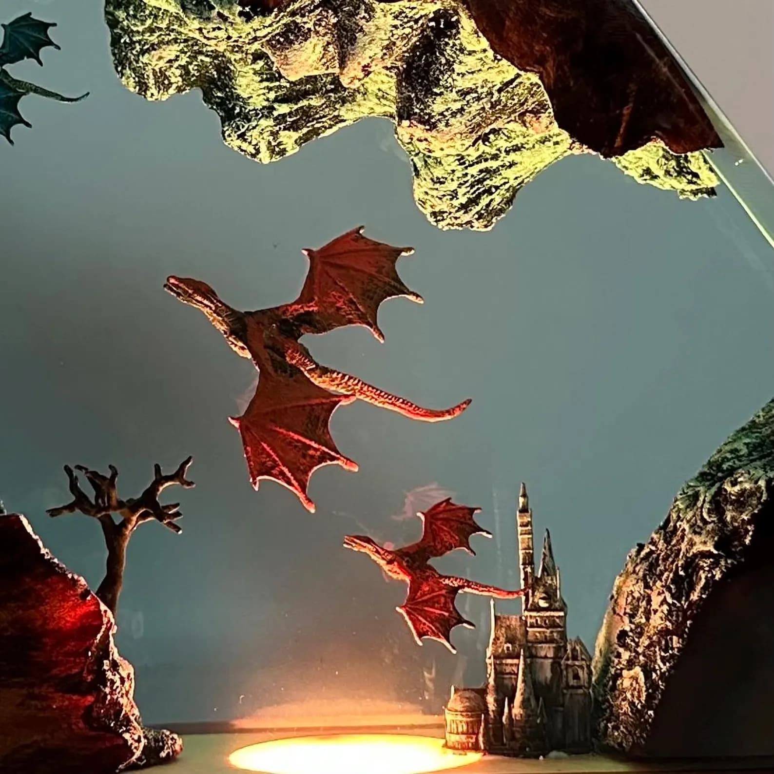 Handmade Fire and Ice Dragon Lamp: 3D Resin Wood Home Decor, Lighting Home Decor, Valentines Day gift, Christmas gift, Fantasy Decor 5