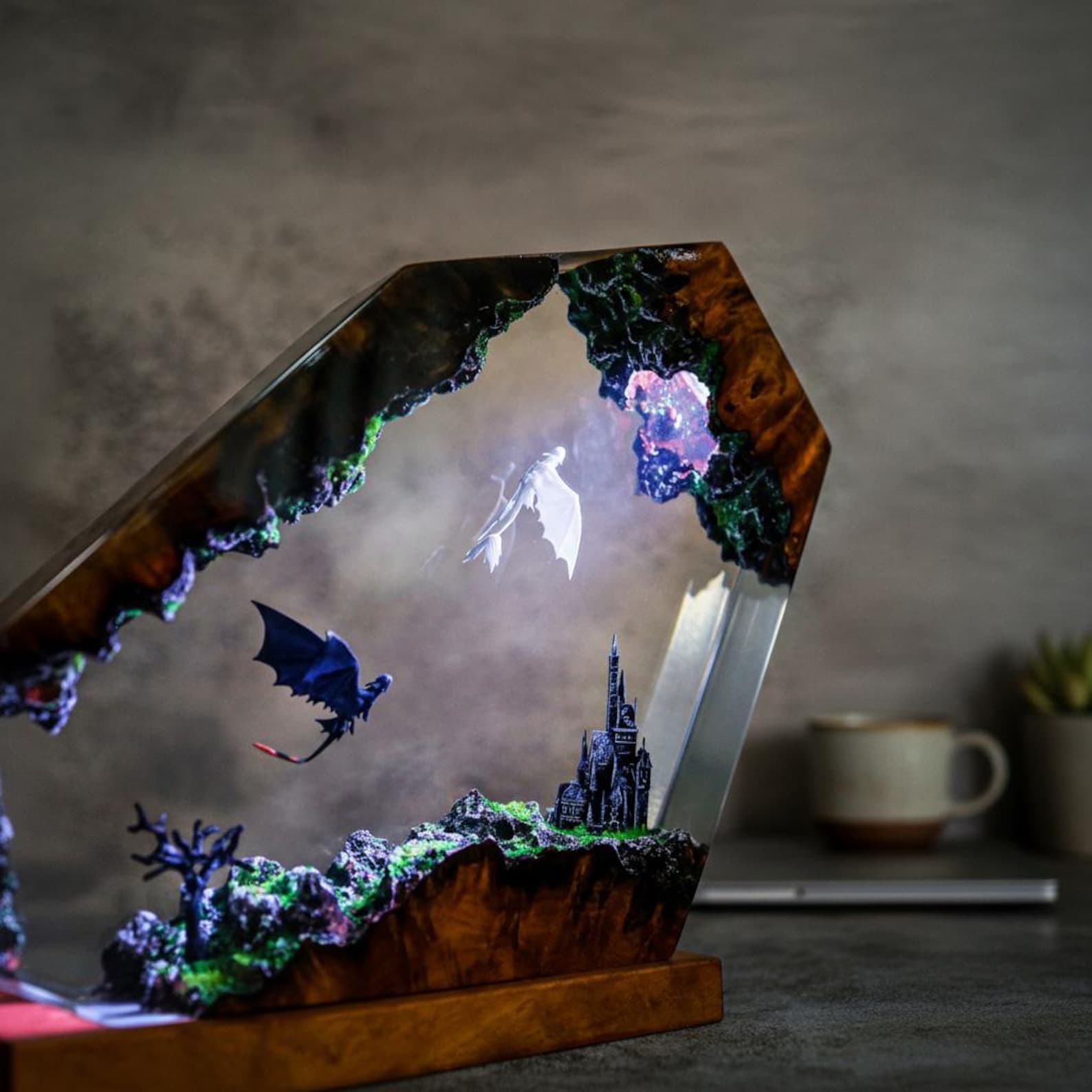 Toothless Dragon Resin Lamp | Wood & Epoxy Night Light | Dragon Decor for Gaming Setup And Playroom | Unique Christmas Gift 13