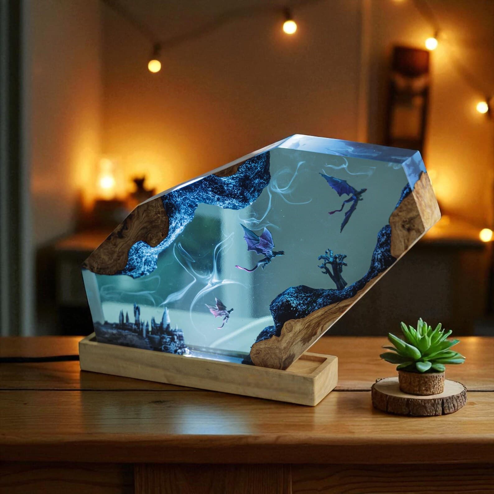 Dragon Resin Lamp, Handmade Fantasy LED Night Light, Magical Christmas Gift for Dragon Lover 7