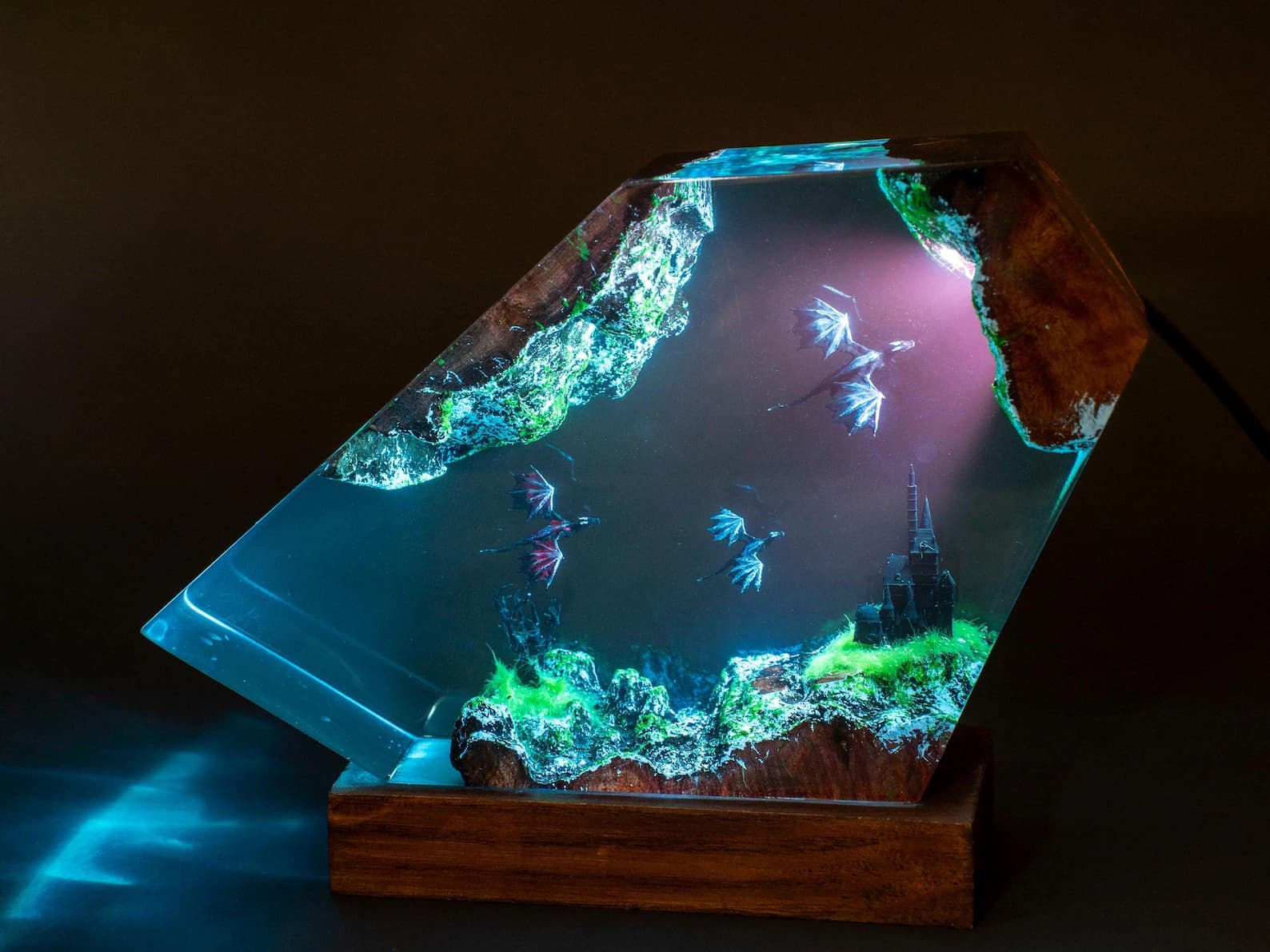 Fire and Ice Dragons Resin Lamp – Handcrafted Night Light, Fantasy Duo Dragon Gift, Custom Room Decor 8