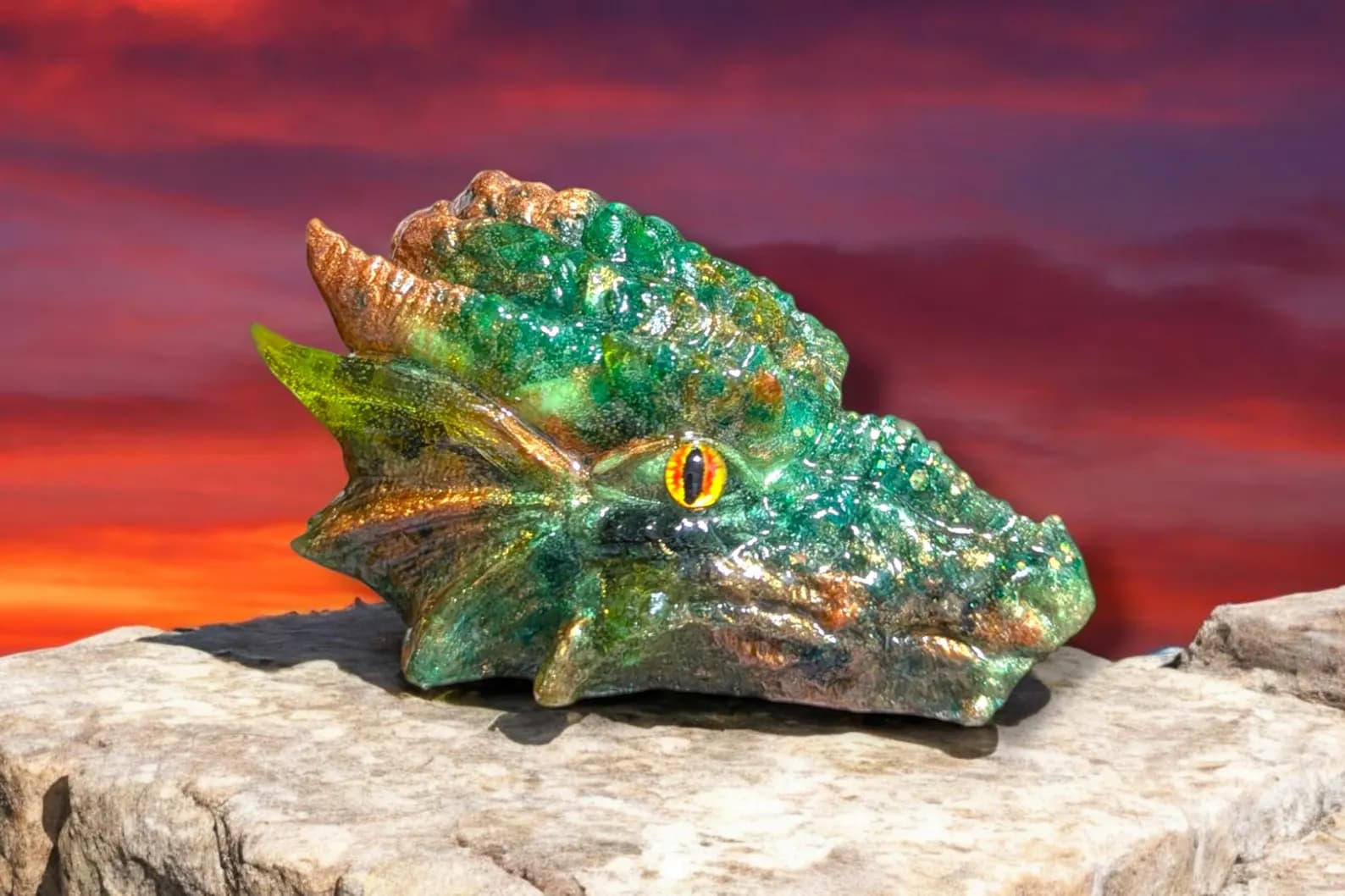 Handmade Resin Dragon Head Lamp for Man Cave or Fantasy Decor 10