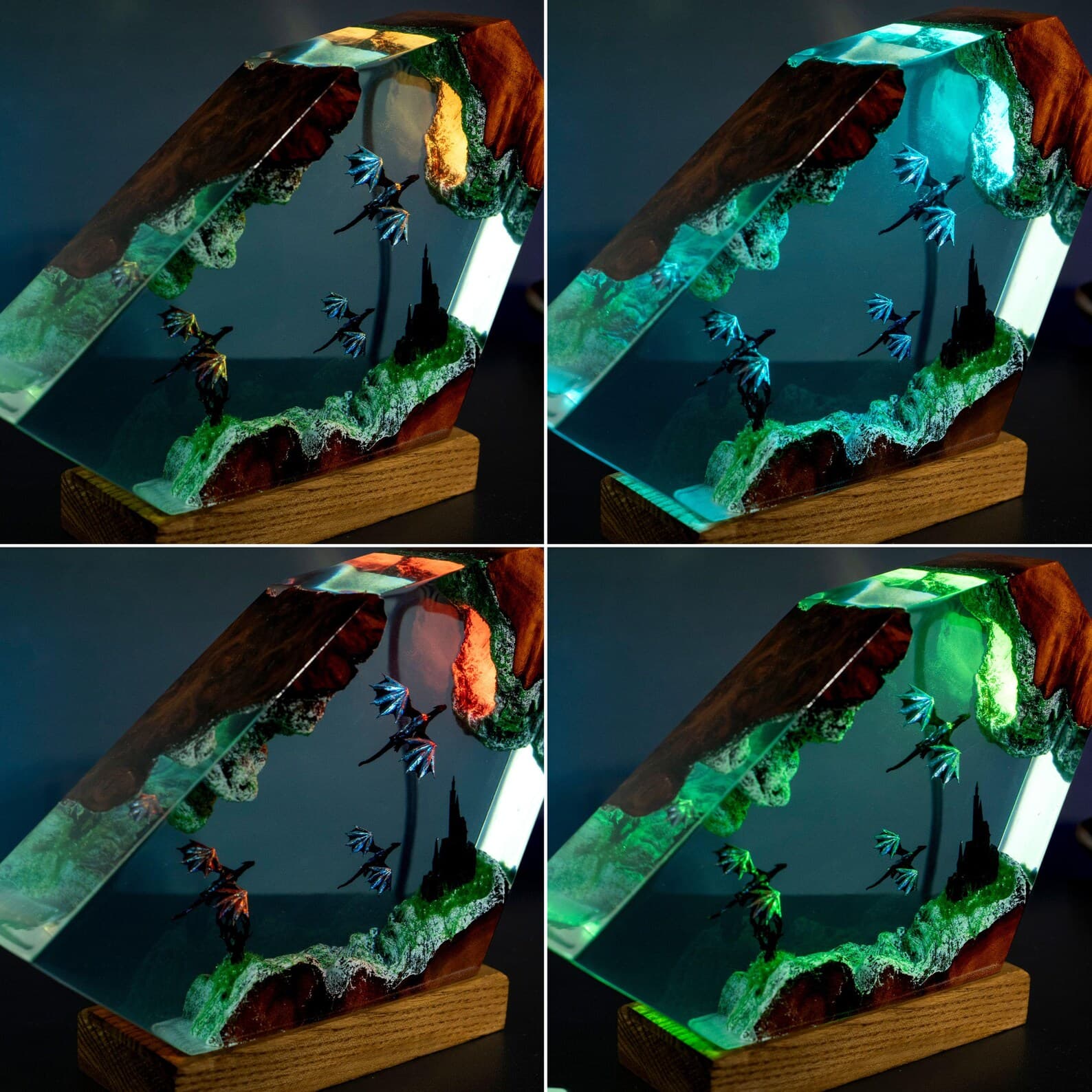 Dragon Resin Lamp – Fire & Ice Dragon Lamp – Flying Dragon Night Light – Resin Art Lamp – Dragon Gift for Him - Christmas Gift 6