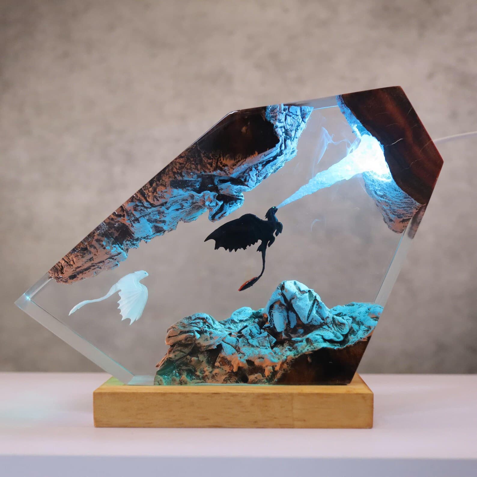 Too.thless Night Dragon - Epoxy Resin Lamp, Handmade Cute Dragon Night Light, Unique Christmas Gift for Kids, Special New Year Gift idea 3