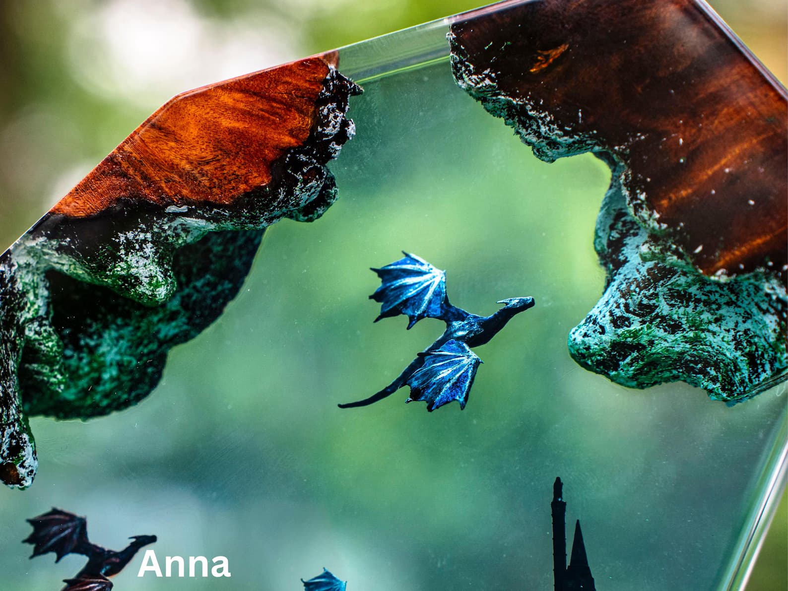 3D Dragon Table Lamp: Wood & Resin RGB LED Lamp 4