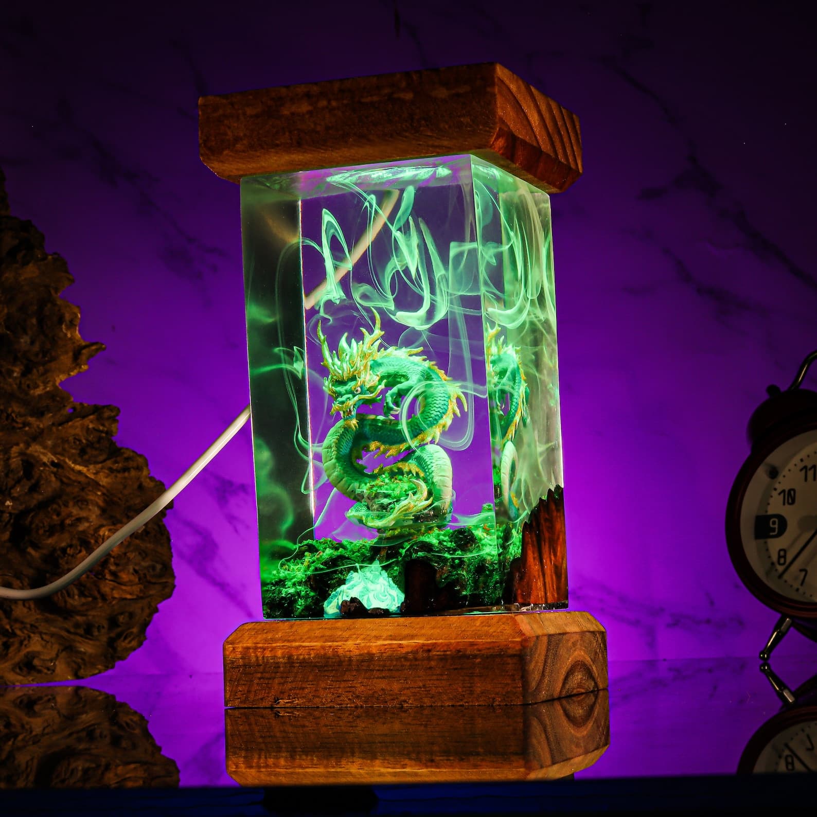 Dragon lamp, Custom anime Night Lamp, epoxy resin lamp, Handmade Resin & Wood Lamp, Custom Night Light, Handcrafted Gift 11