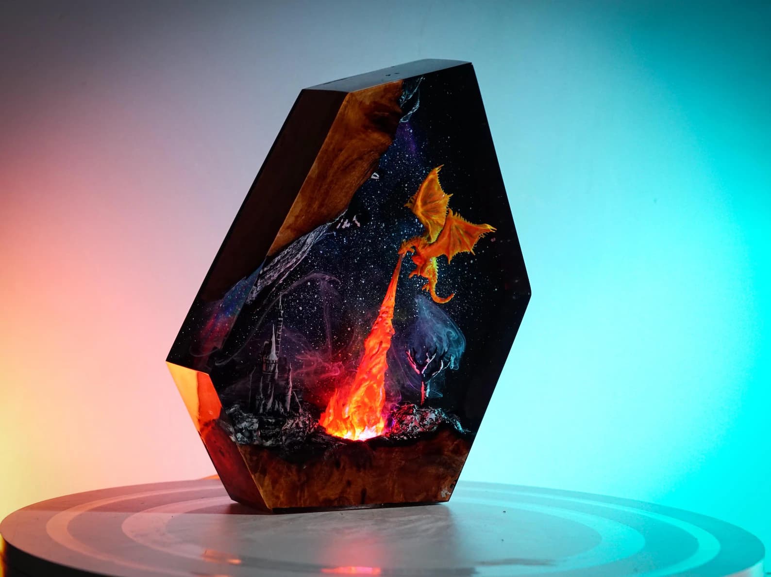 EXCLUSIVE Handmade Fire Dragon Resin Lamp – Fantasy Skyrim Night Light, Mystical Flame-Breathing Resin Dragon Decor for Home or Gift 8
