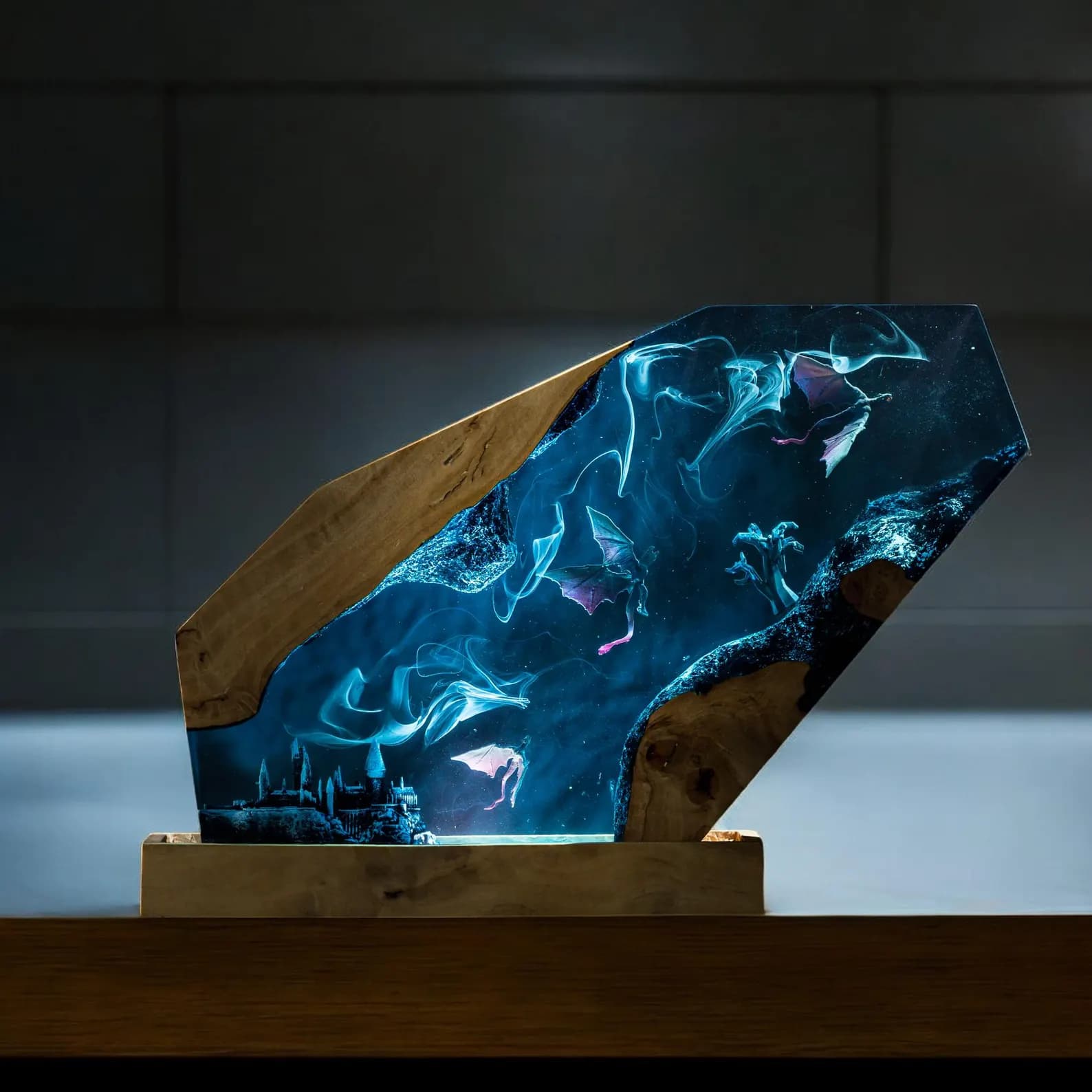 Custom Lamp Dragon resin epoxy, night light wood, dragon lover gift, personalized handmade gift, bedside lamp, gift for him Christmas Gift 3