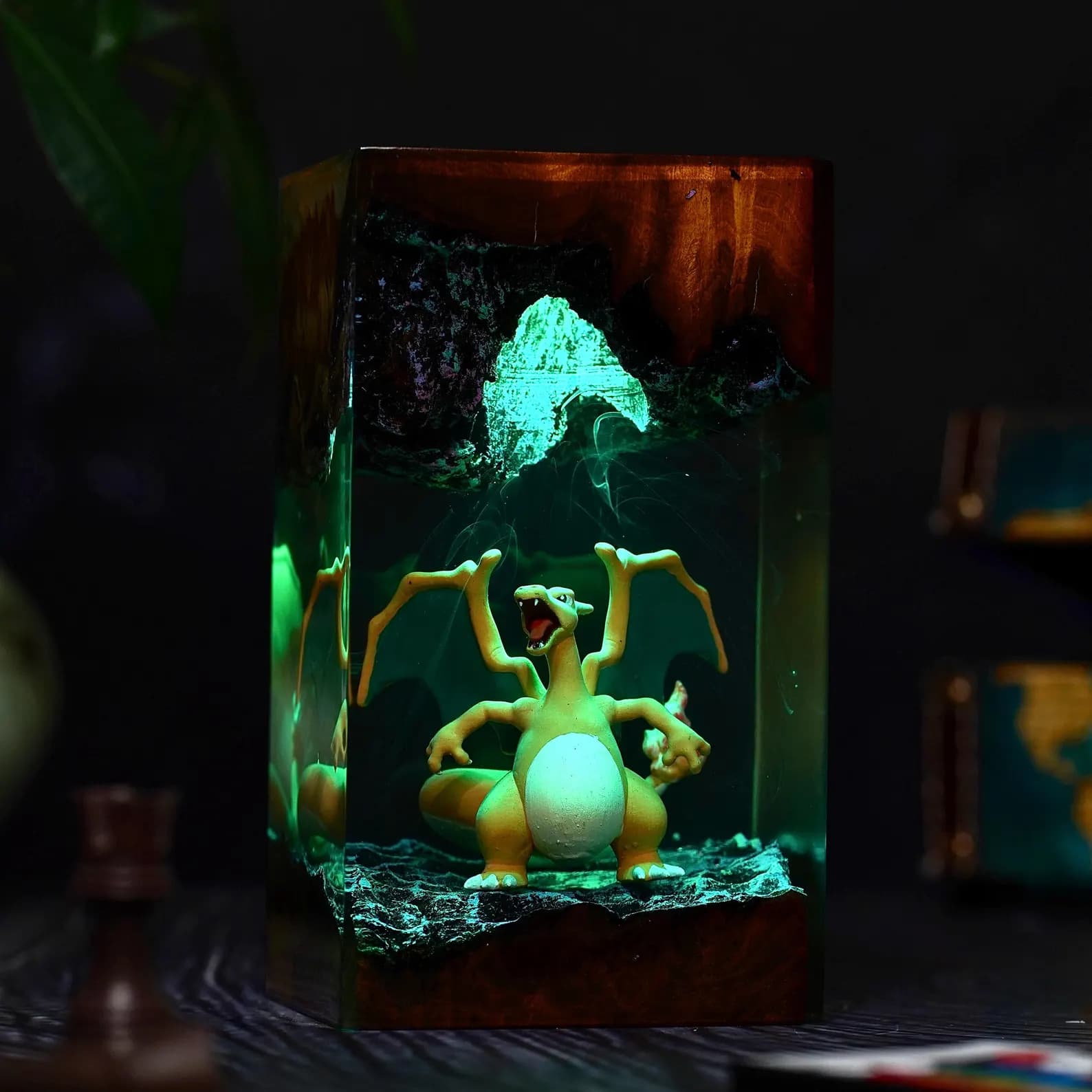 Fire Dragon Resin Lamp – Handmade LED Anime Light for Gamers, Dragon Fire Decor, Kawaii Monster Gift, Battle Evolution Room Lamp 3