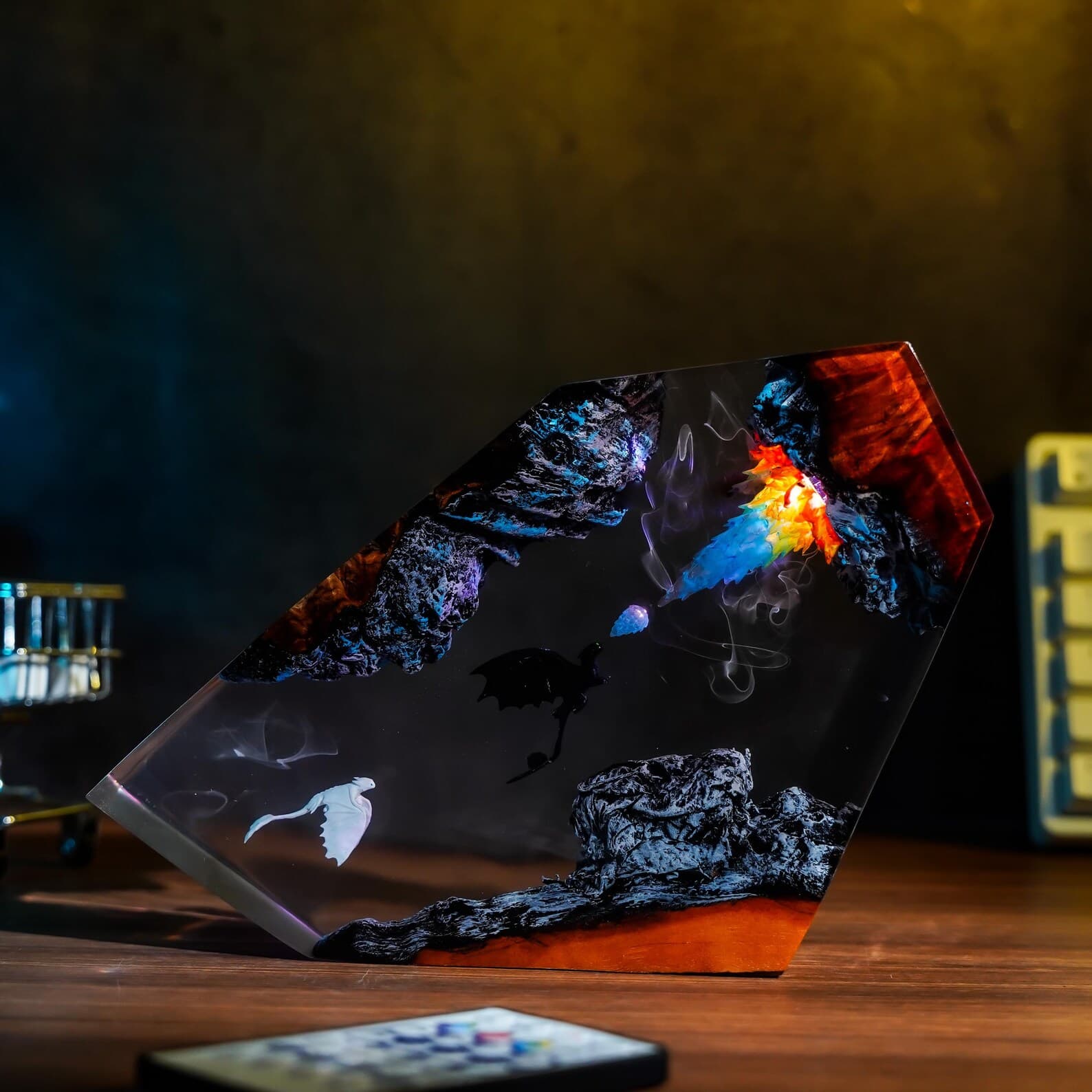 Toothless Flying Dragon LED Lamp β Night Fury Resin Diorama Light, Handmade Fantasy Lamp, Gift for Him, Kids & Dragon Lovers 7