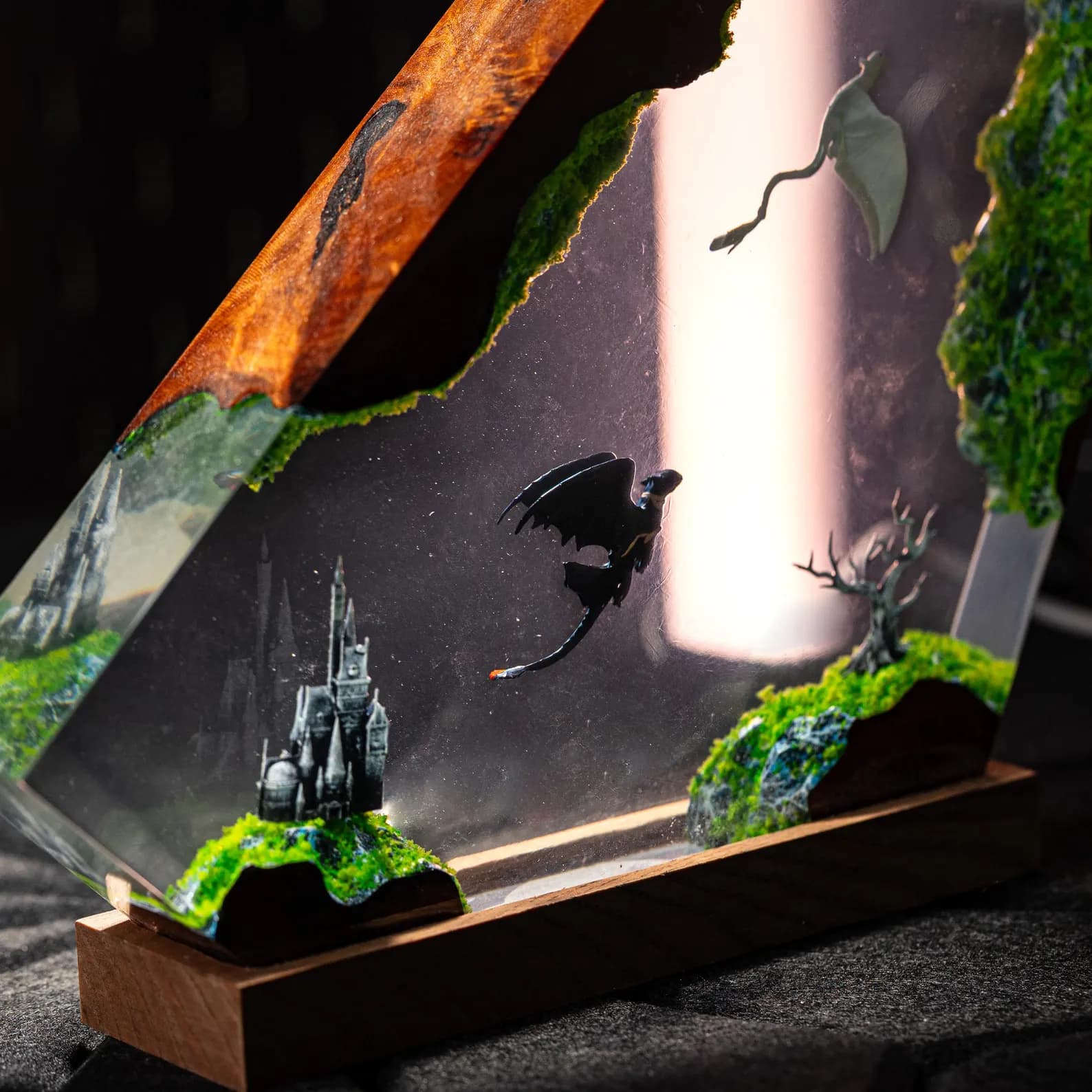 Night Sky Dragons Resin Lamp, Toothless and Light fury night light, Handmade Flying Duo Light, Christmas gift 3