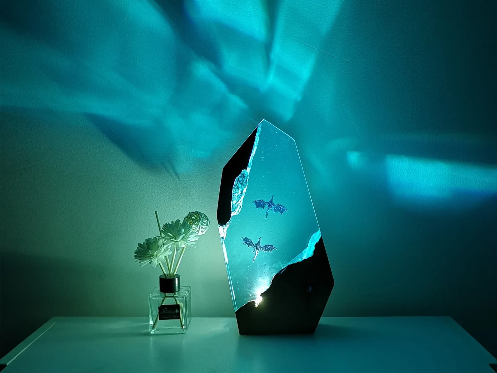 Dragon Resin Wood Lamp, Dragon Valentine's Day Ornament, Dragon Fly Night Lights, Dragon Room Decor, Cool Lamp, Art Deco Lamp, Dragon Statue 7