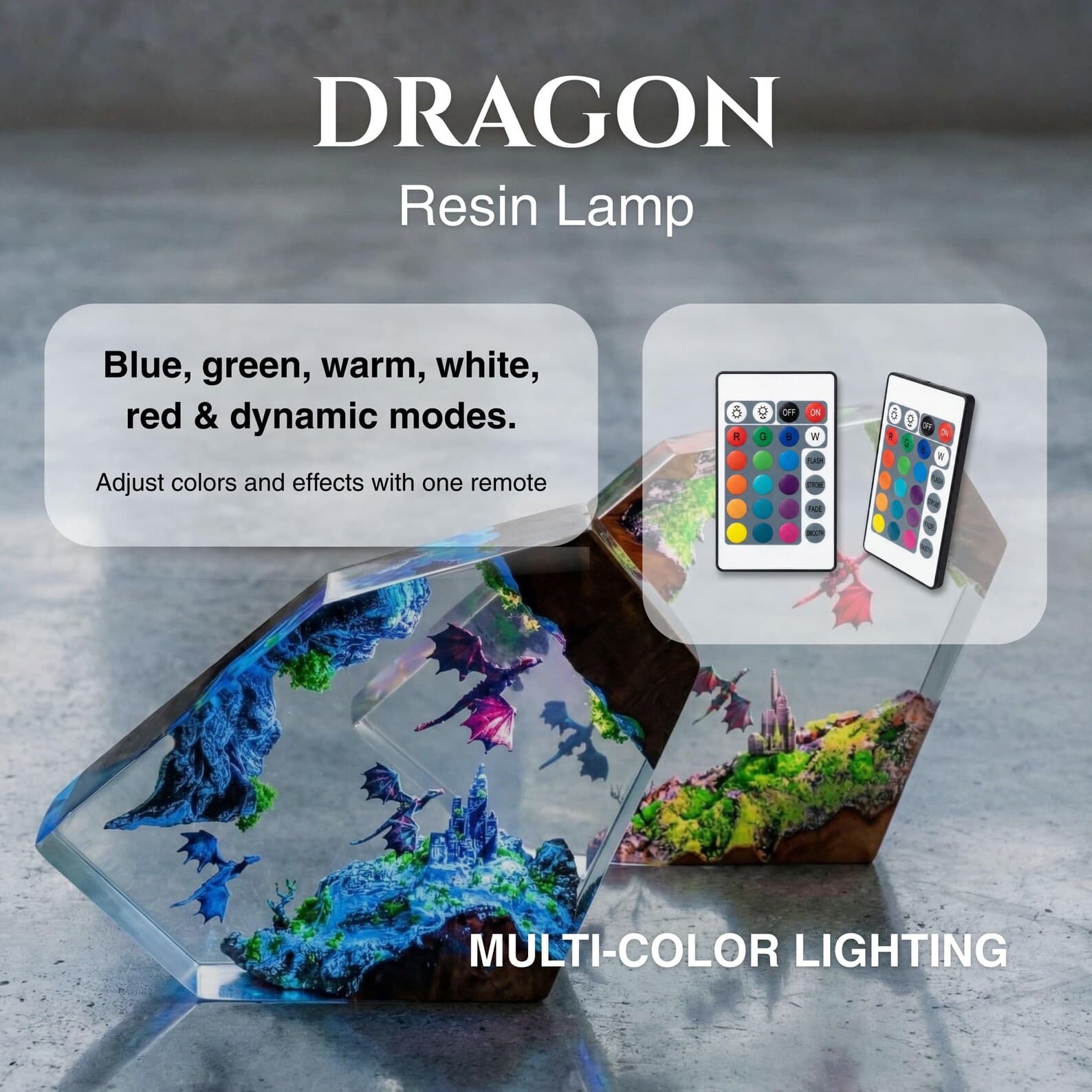 Handmade 3D Resin Dragon Lamp, RGB LED Table Light, Fantasy Home Decor 4