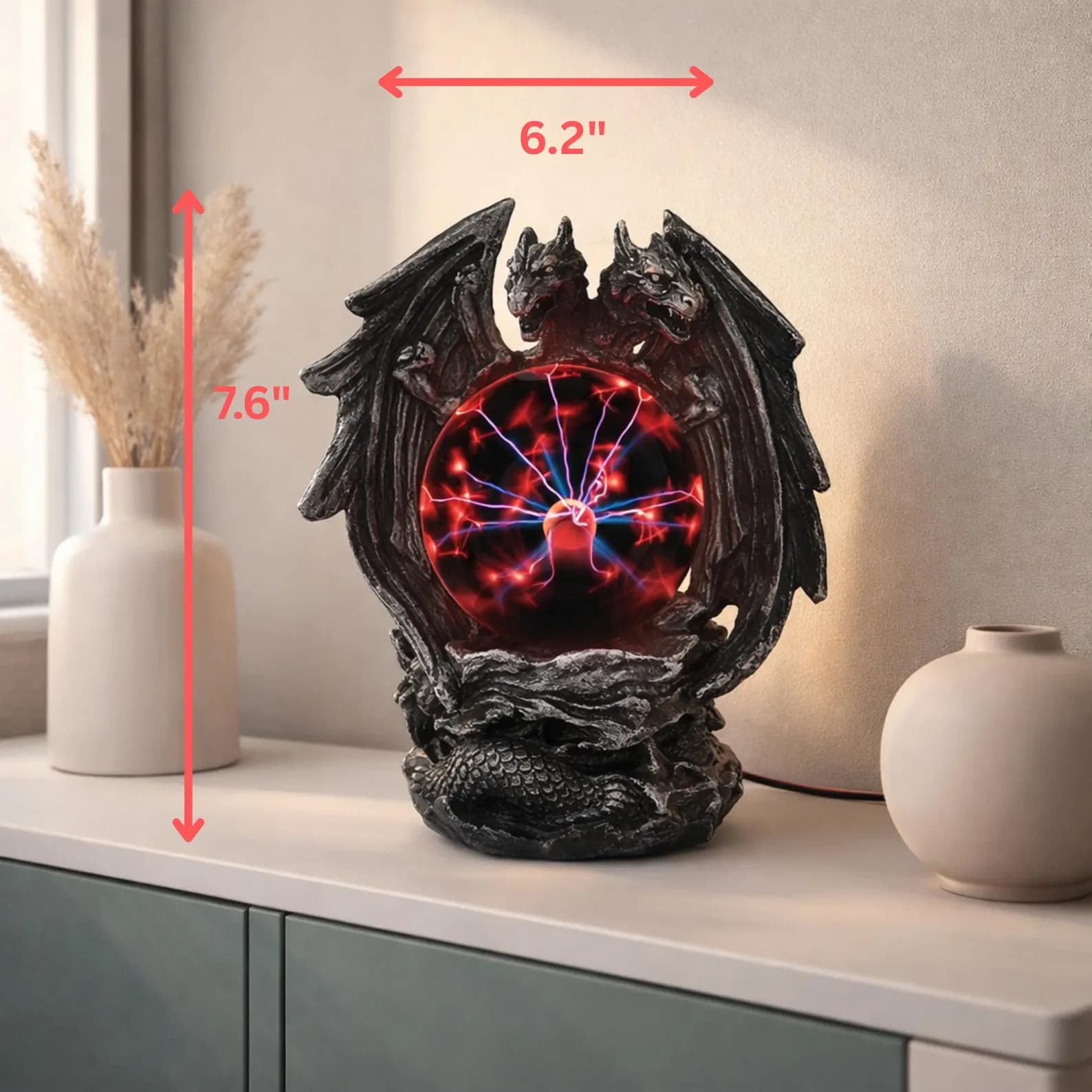 Dragon Plasma Ball Lamp Gothic Night Light Touch Control LED Table Decor Fantasy Dragon Sculpture for Bedroom Desk Gift Kids Room 4