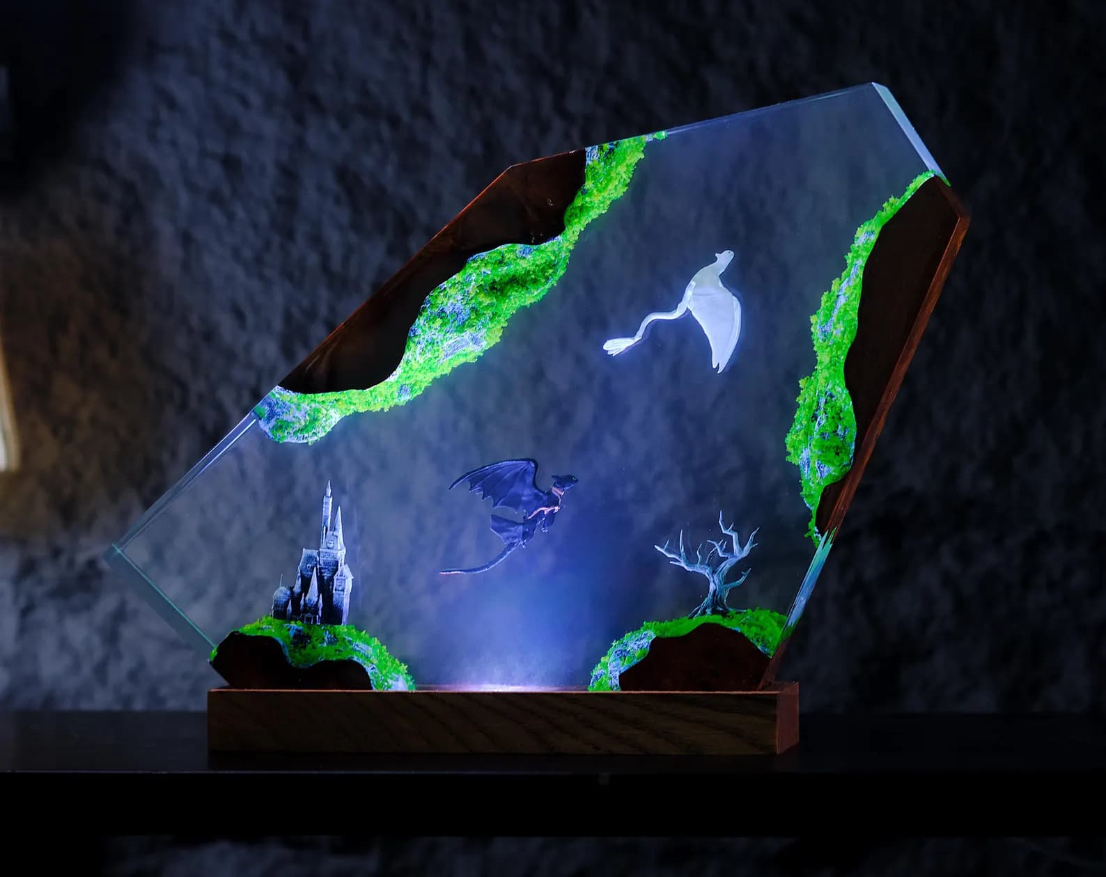 Custom Lamp Dragon resin epoxy, night light wood, dragon lover gift, personalized handmade gift, bedside lamp, gift for him Christmas Gift 11