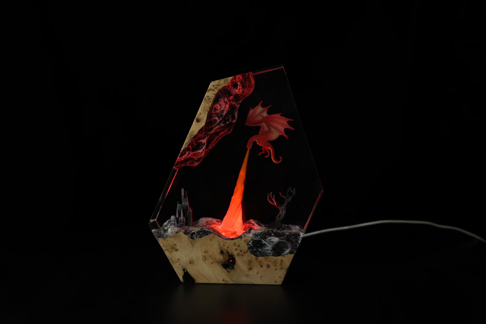 Fire Dragon Resin Night Light: dragons resin lamp, chrismast gift for him 3