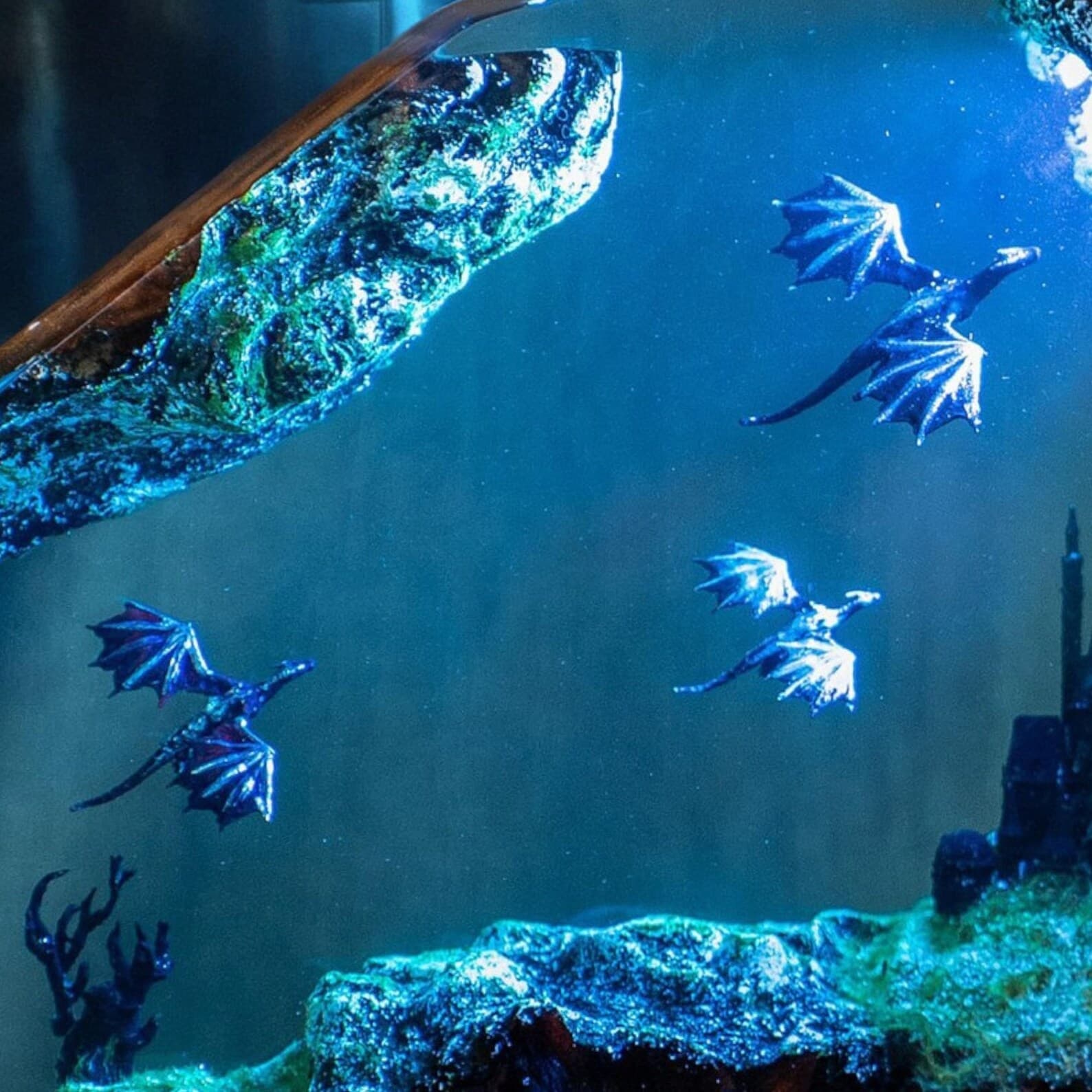 Handmade Dragon Lamp: 3D Resin Wood Fantasy Table Light 7