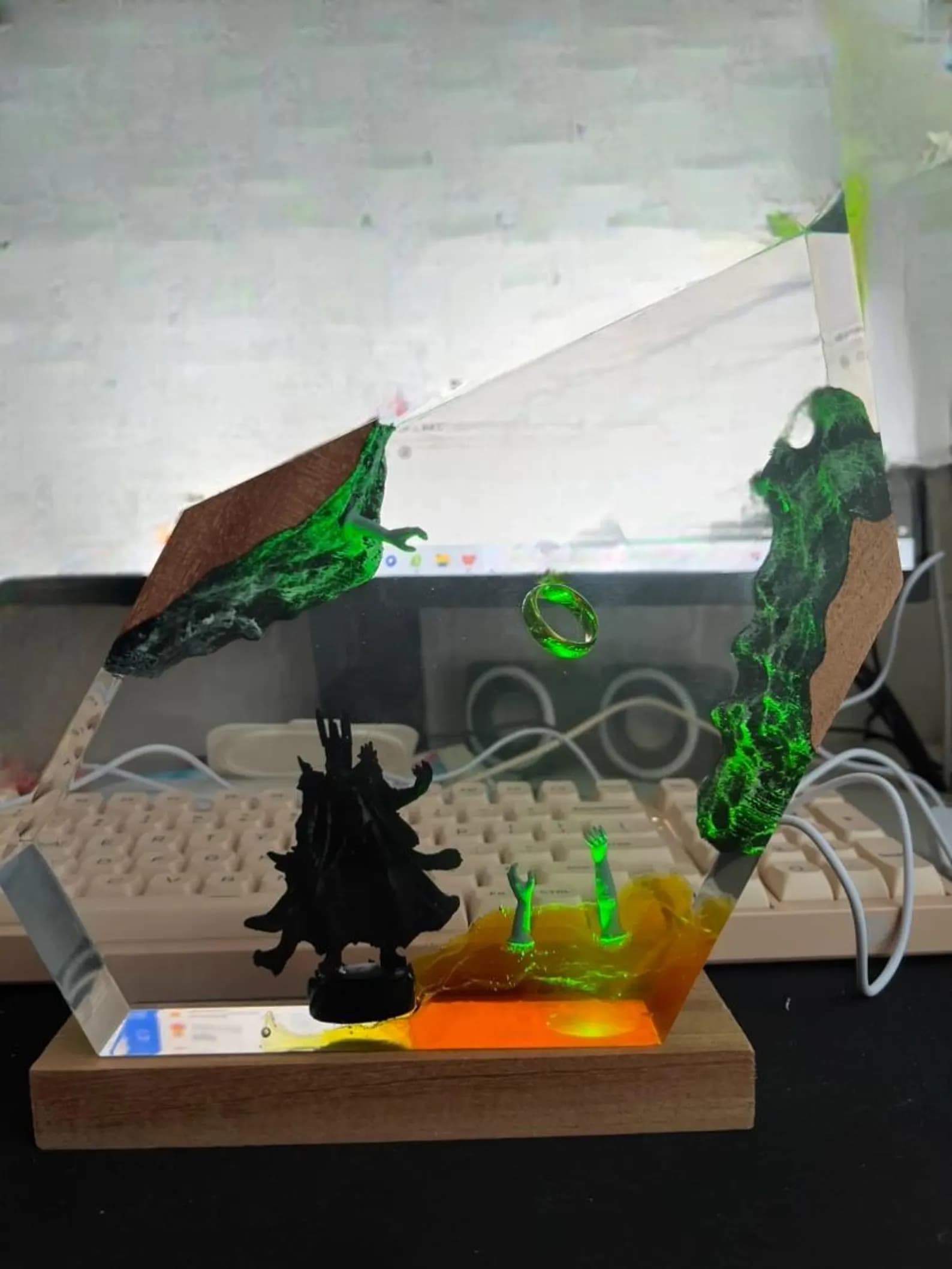 Handcrafted Resin Fantasy Lamp with LED Light, Dark Lord and Ring Scene 8