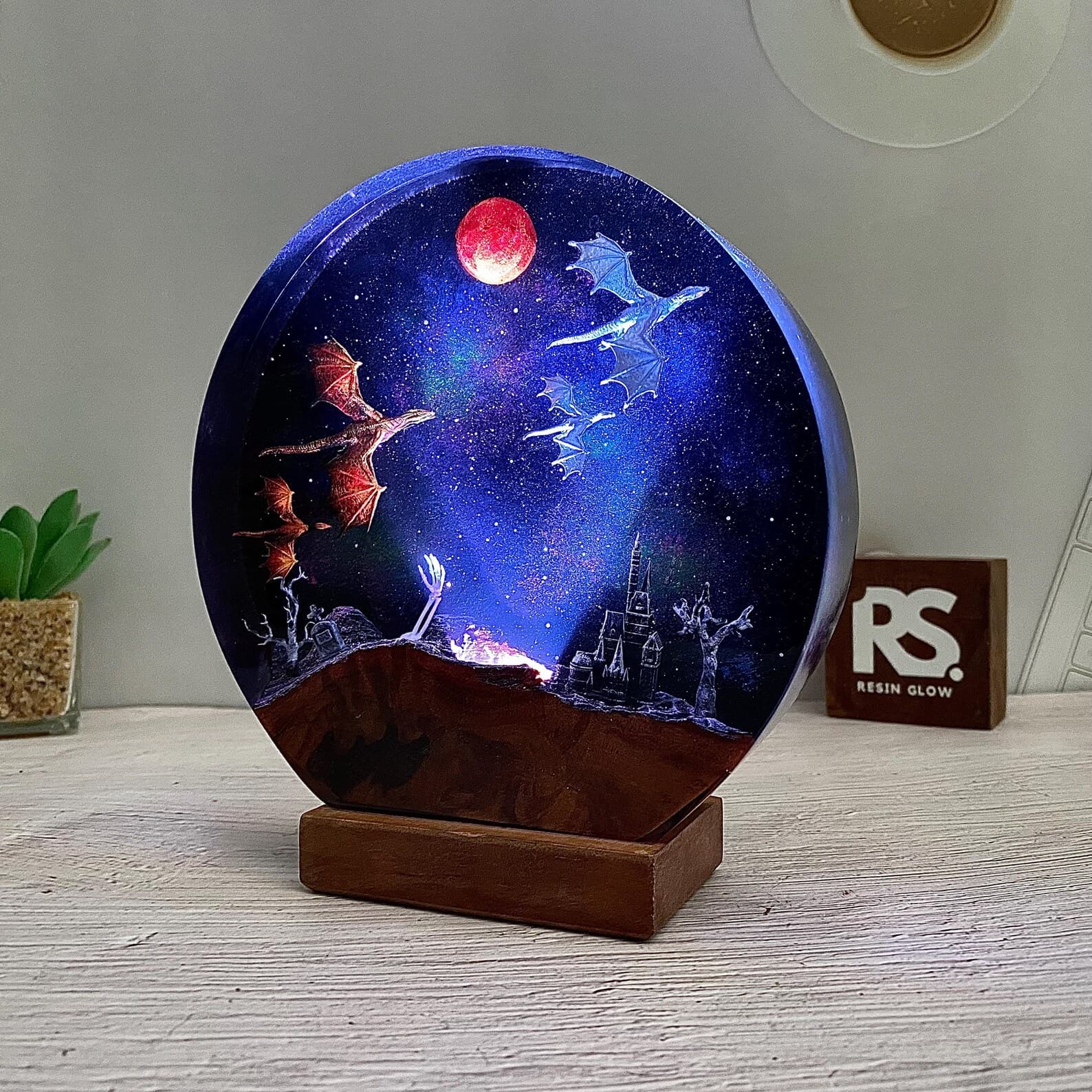 Dragon Lamp, Fire Dragon and Ice Dragon, Resin Wood Lamp, 3D Dragon Table Lamp, Home Decoration, Christmas Gift for Kid, Birthday Gift 7