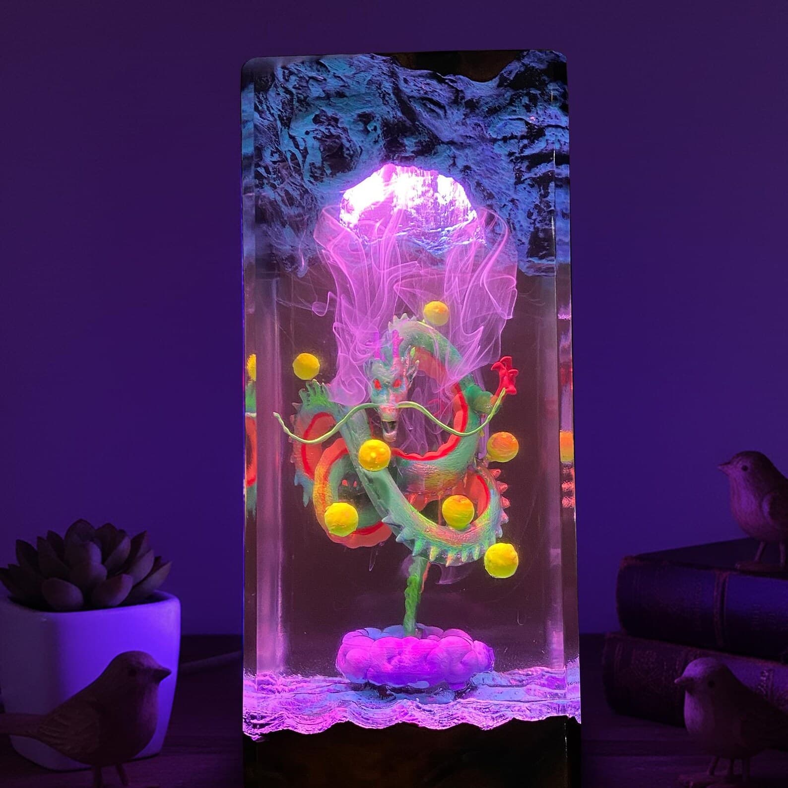 Dragon Resin Lamp, LED Night Light with Dragon Balls, Handmade Anime Epoxy Lamp, Otaku Gift, Gaming Room Decor 10