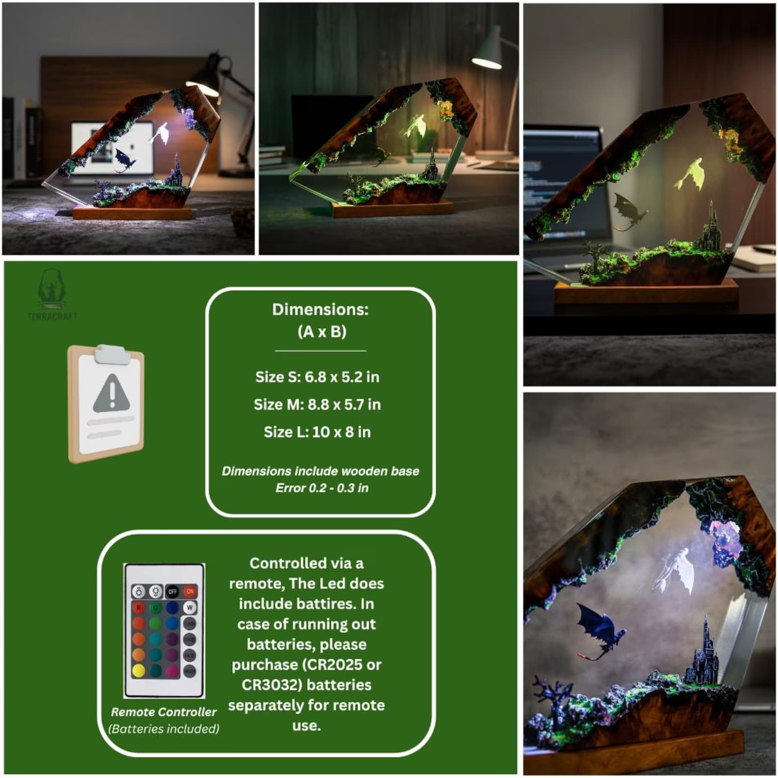 Toothless Dragon Resin Lamp | Wood & Epoxy Night Light | Dragon Decor for Gaming Setup And Playroom | Unique Christmas Gift 7