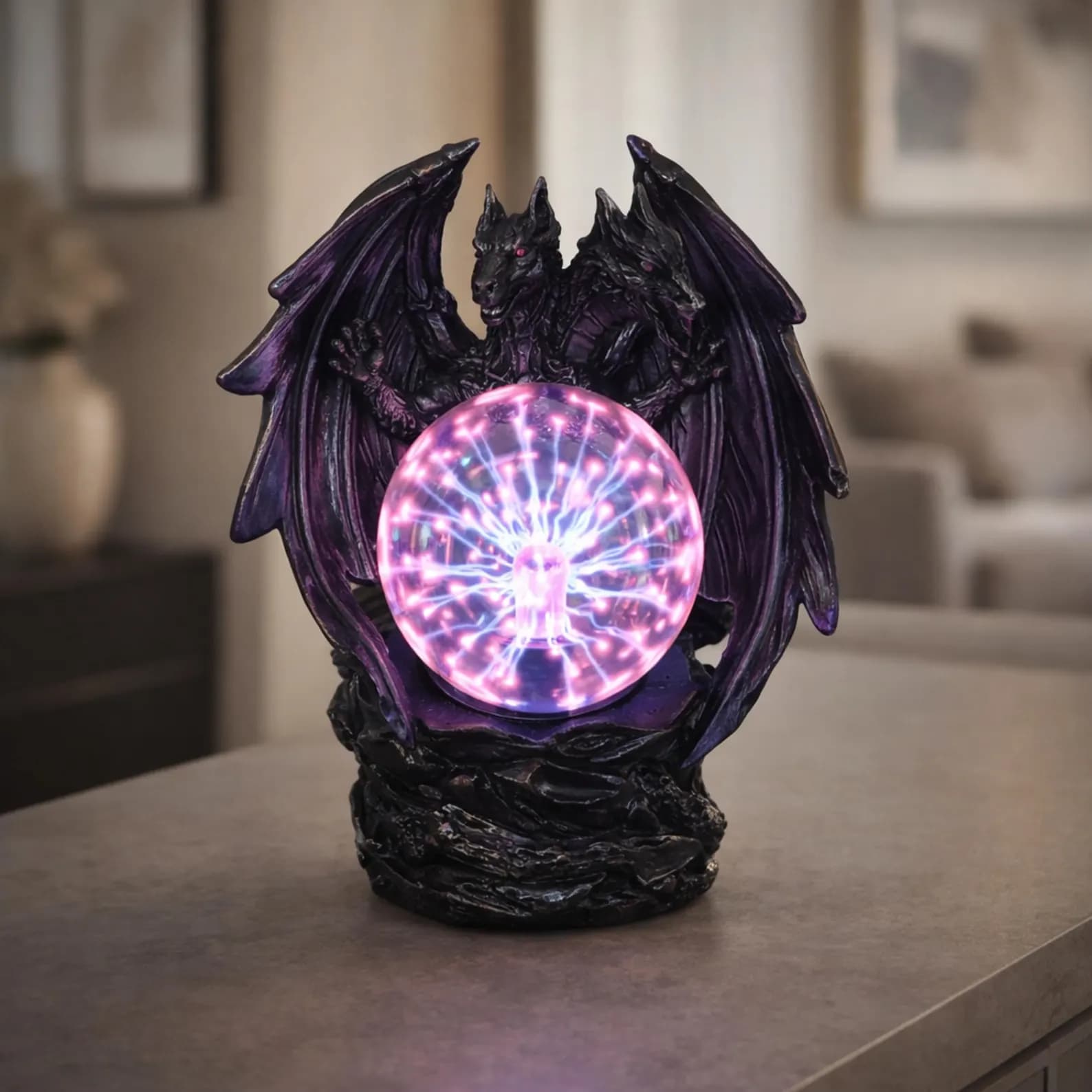 Dragon Plasma Ball Lamp Gothic Night Light Touch Control LED Table Decor Fantasy Dragon Sculpture for Bedroom Desk Gift Kids Room 10