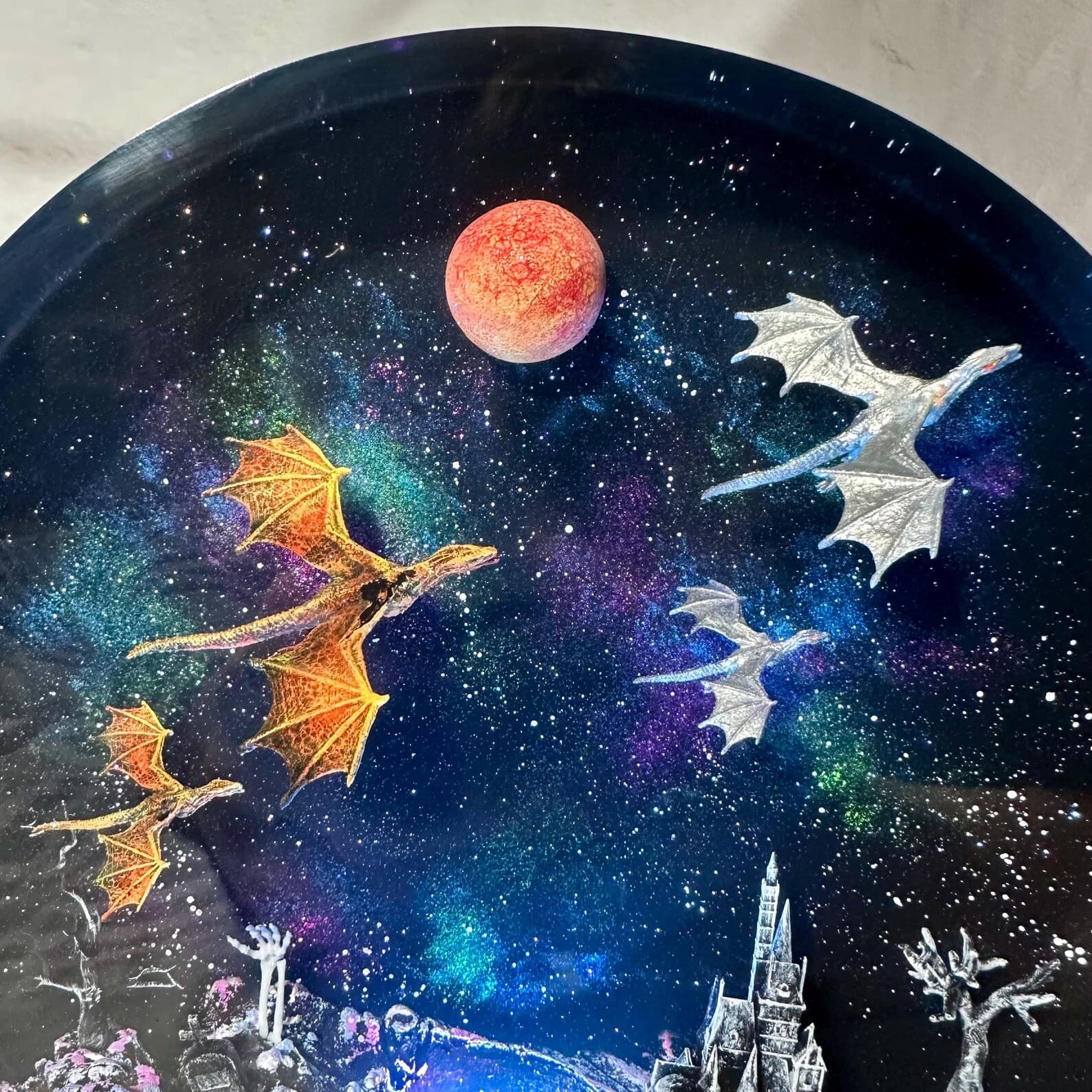 Dragon galaxy resin lamp, Ice dragon and Fire dragon resin night light, epoxy art decoration, Christmas lamp, best gift 9