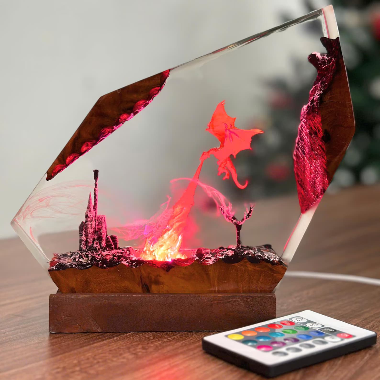 Fire Dragon LED Resin Lamp β Fantasy Art Light, Unique Christmas Gift 1