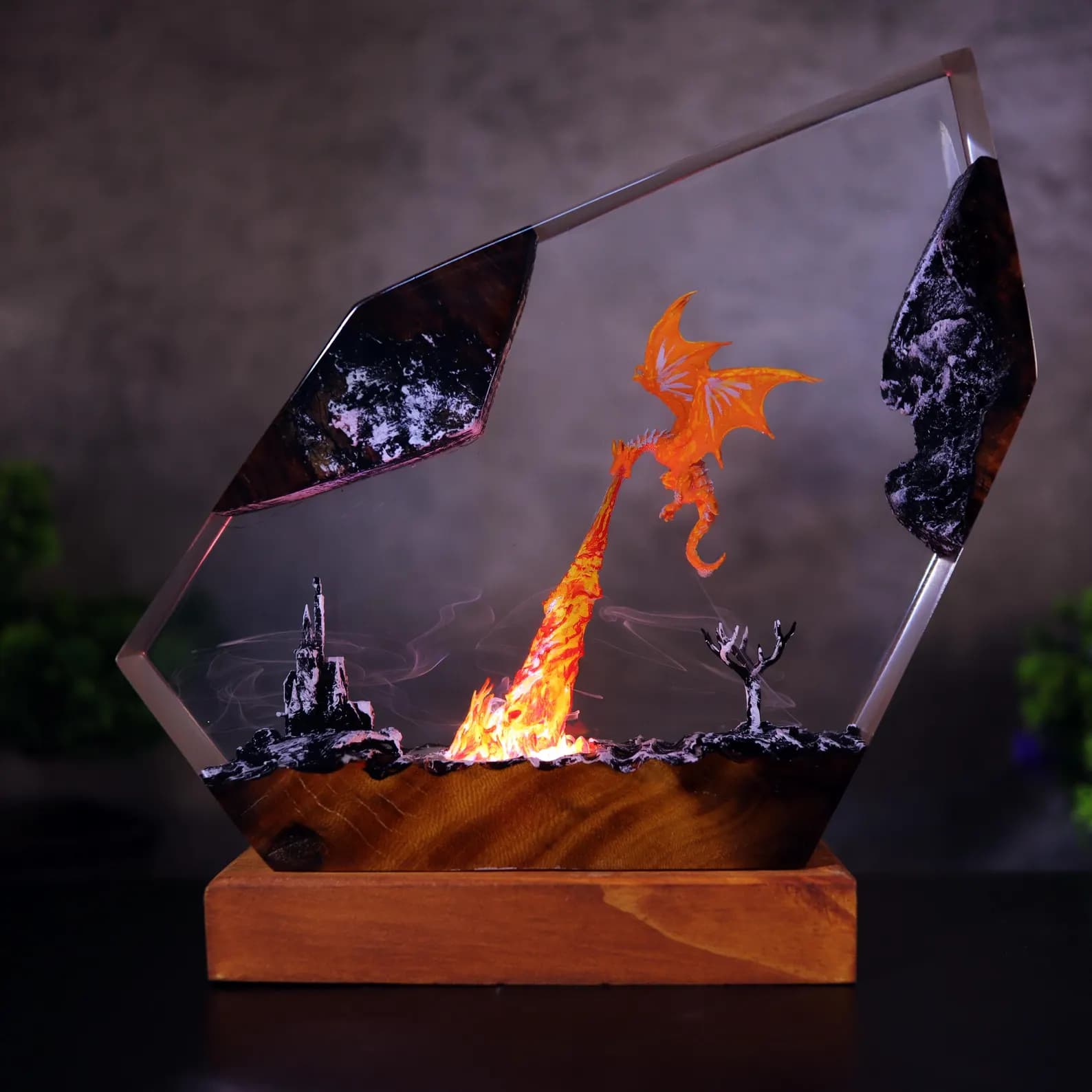 Dragon character night light, Fire dragon night light, dragon art, dragon statue, table lamp, gift for him, dragon lamp as Halloween gift 4