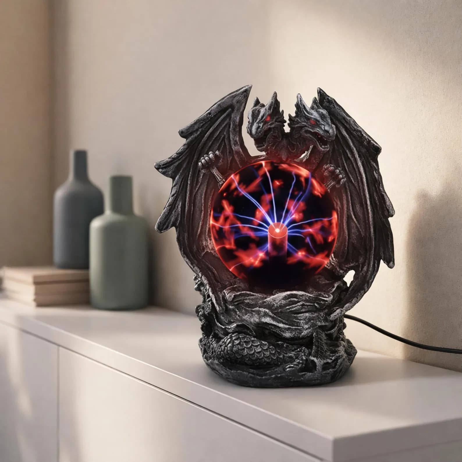 Dragon Plasma Ball Lamp Gothic Night Light Touch Control LED Table Decor Fantasy Dragon Sculpture for Bedroom Desk Gift Kids Room 7