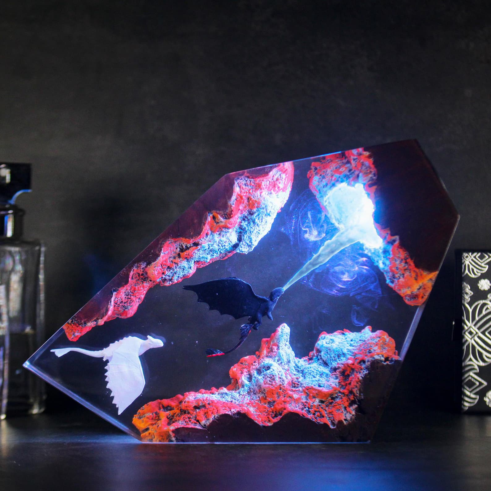 Dragon Resin Lamp, Toothless Dragon Handmade Decor Epoxy Resin Lamp, Unique Handmade Dragon Gift for Room Decor, Resin Night light gift 1