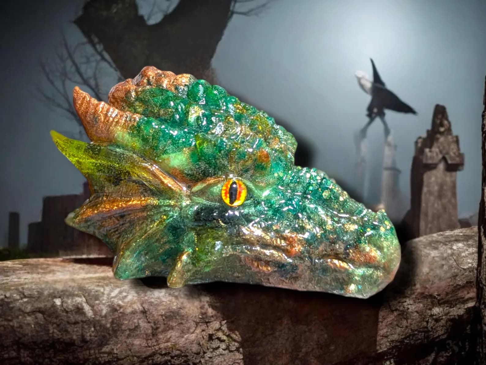 Handmade Resin Dragon Head Lamp for Man Cave or Fantasy Decor 6