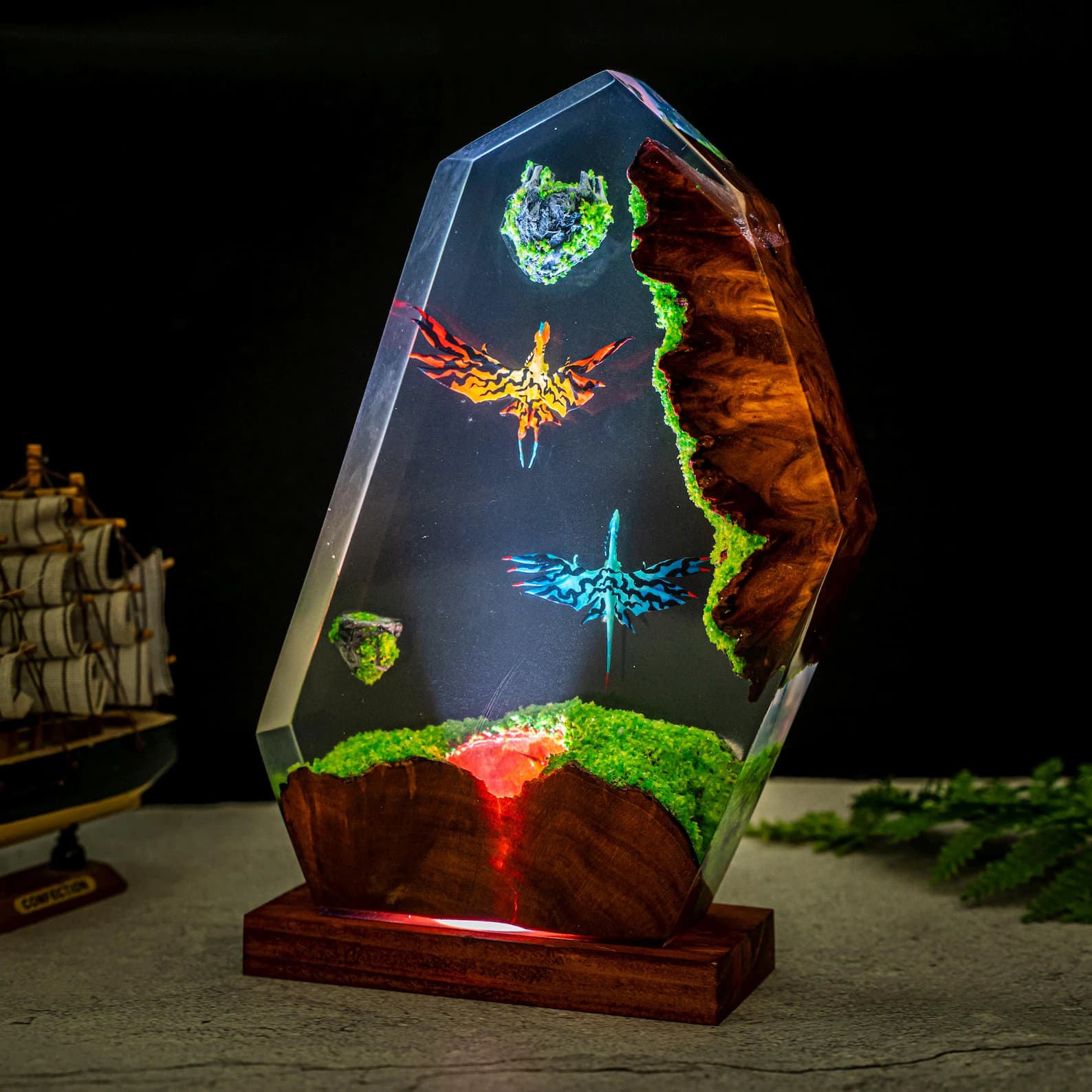 Dragon Resin Lamp, Handmade night Light gift, Unique Avatar Gift for Room Decor, Epoxy Lamp, Birthday gift for him, Gaming gift 5