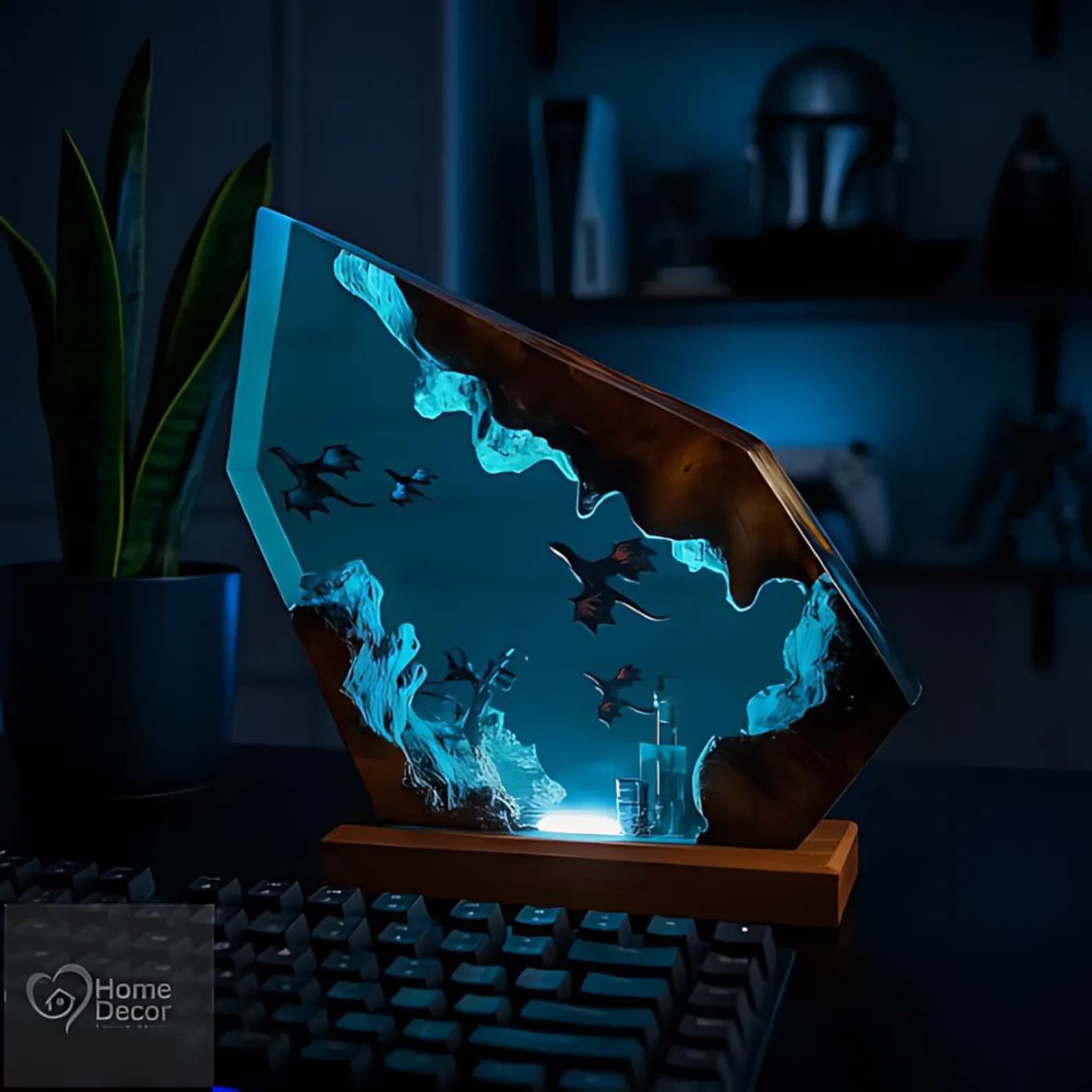 Fire & Ice Dragon Resin Lamp | 3D Fantasy Gamer Room Decor 2
