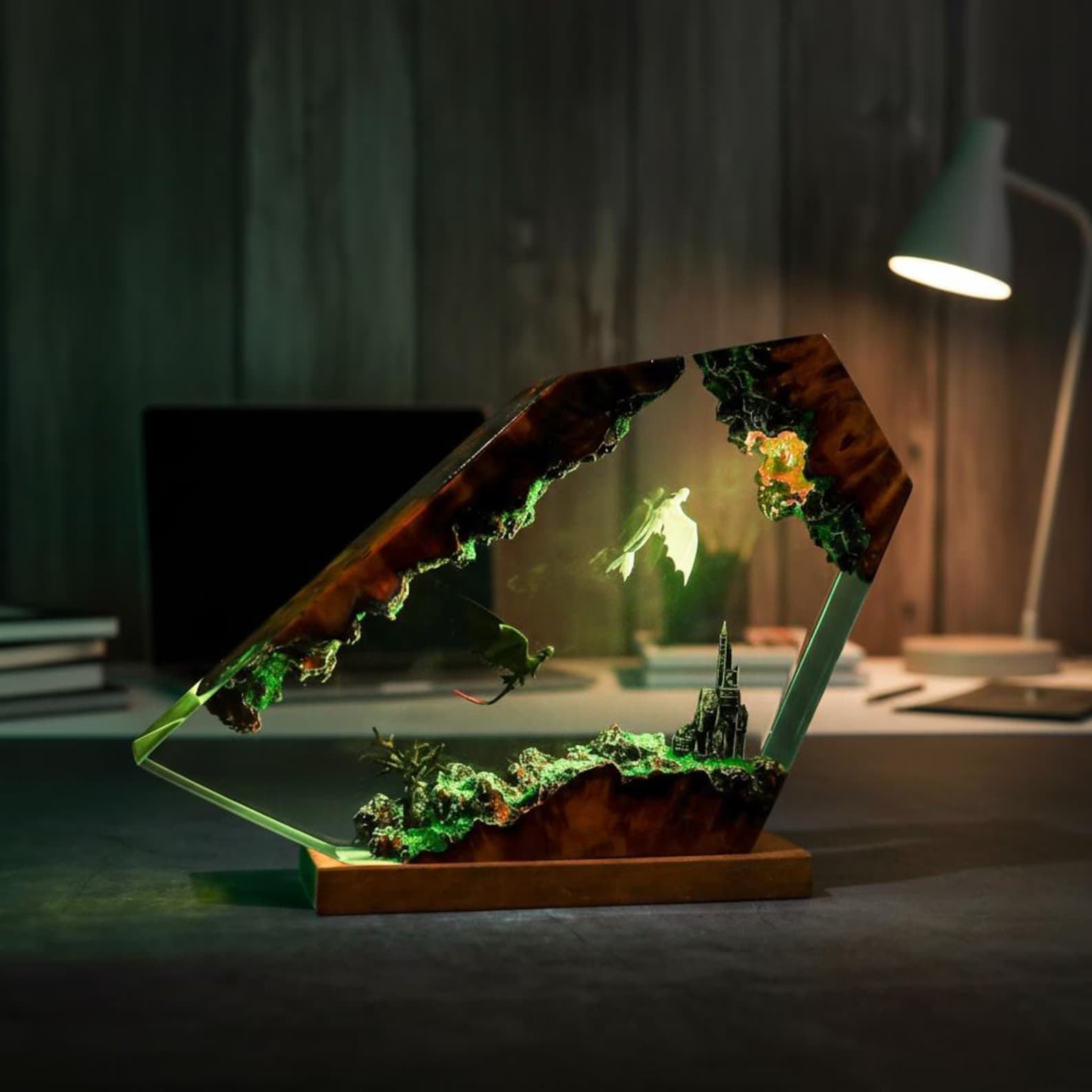 Toothless Dragon Resin Lamp | Wood & Epoxy Night Light | Dragon Decor for Gaming Setup And Playroom | Unique Christmas Gift 6