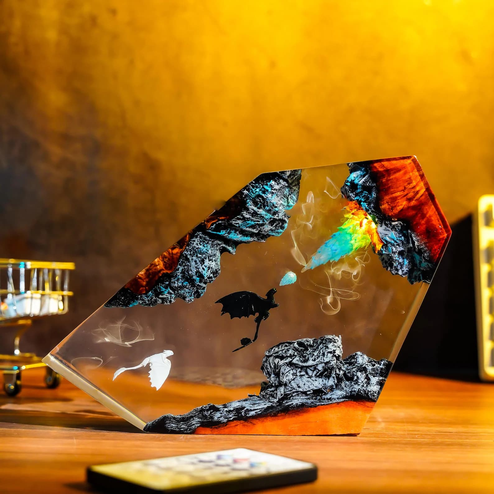 Toothless Flying Dragon LED Lamp β Night Fury Resin Diorama Light, Handmade Fantasy Lamp, Gift for Him, Kids & Dragon Lovers 10