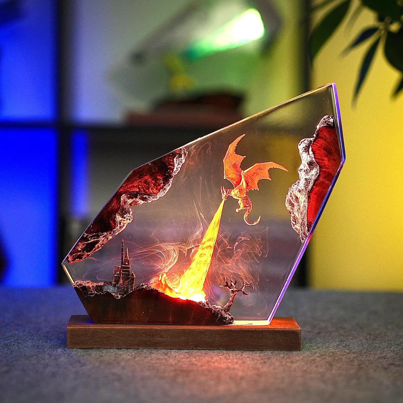 Fire Dragon Resin Lamp, Dragon Legend, Dragon figures, Dragon lamp for halloween gift, unique night lamp, gifts for boyfriend, Birthday gift 1