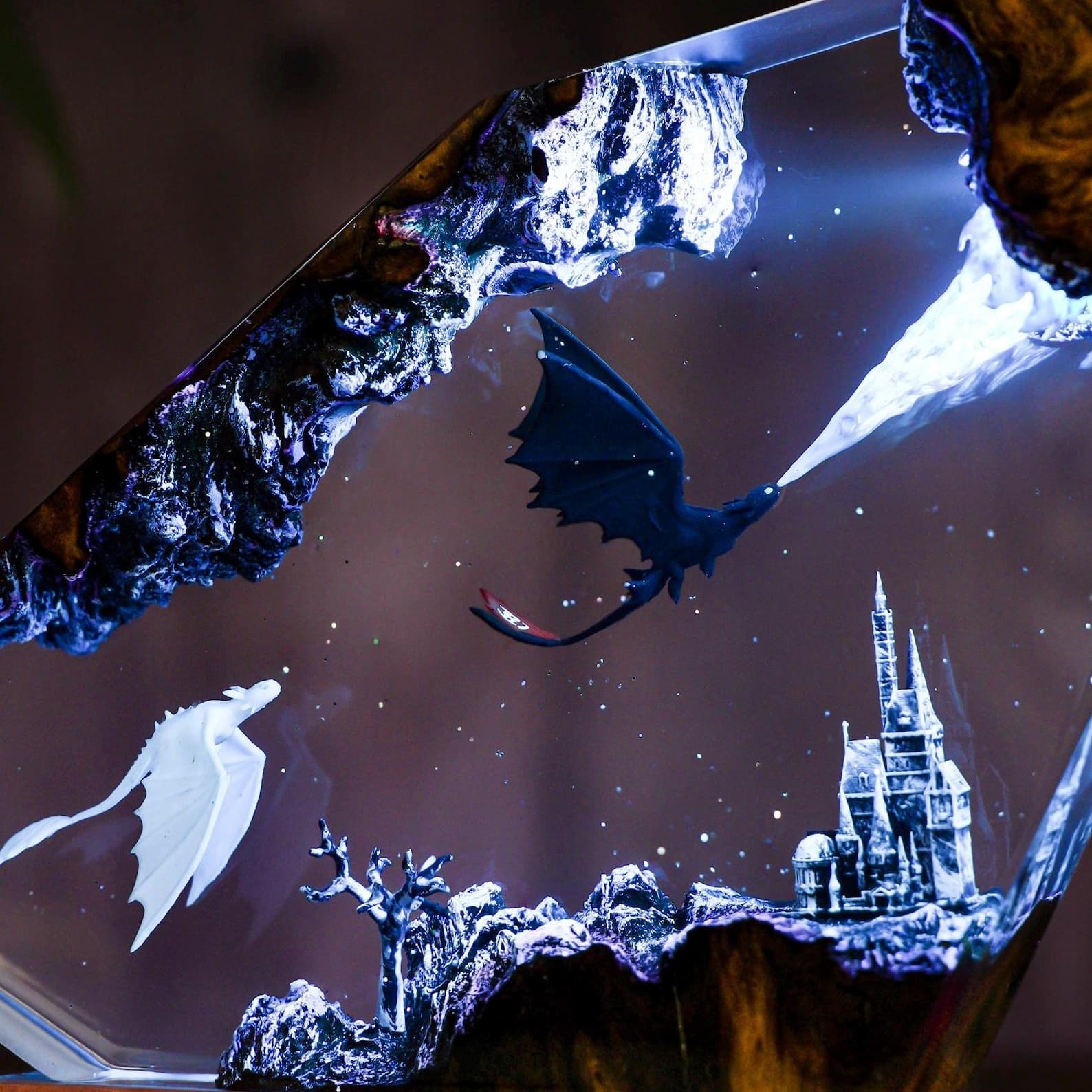 Handmade Fury dragon couple lamp, Fangless dragon Epoxy Resin Lamp, HTTYD Gift, Unique Gift, resin art, Housewarming Gifts Bedroom lamp 9