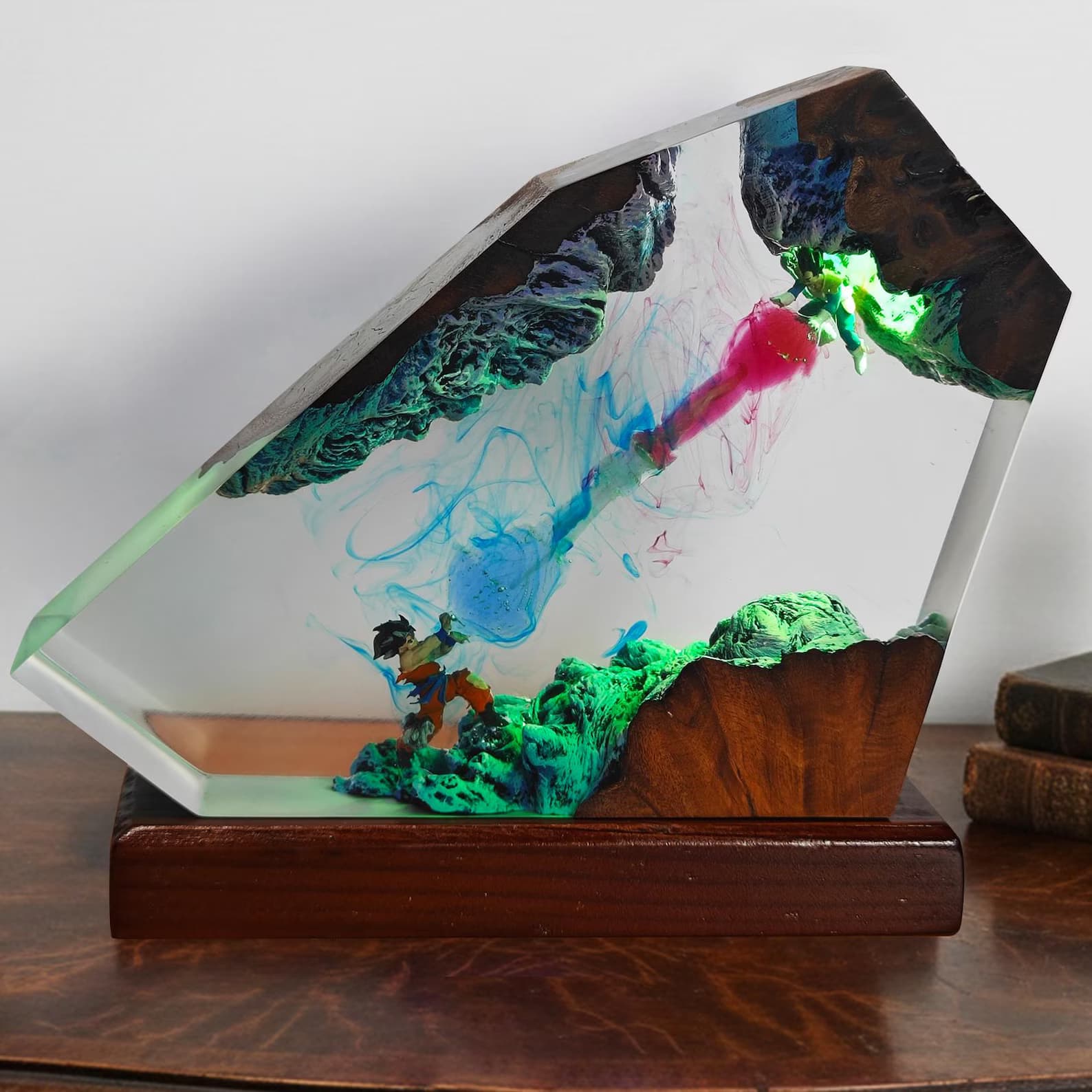 Dragon Battle Resin Lamp, Epoxy Crystal LED Night Light, Fantasy Cave Decor Gift For Him, Magical Bedroom Desk Accessory, Holiday Gift 8