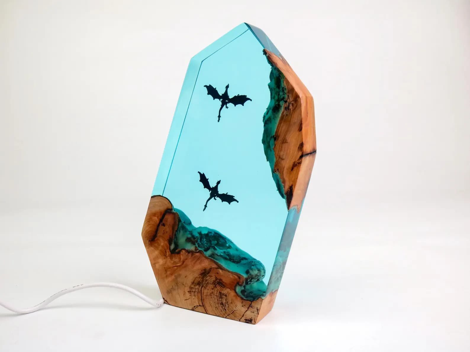 Scuba Fire Dargon Ice Dragon Epoxy Resin Night Light,Handmade Wood Resin Table Lamp,Personalized Resin Lamp, Birthday Gifts,Custom Gifts 8